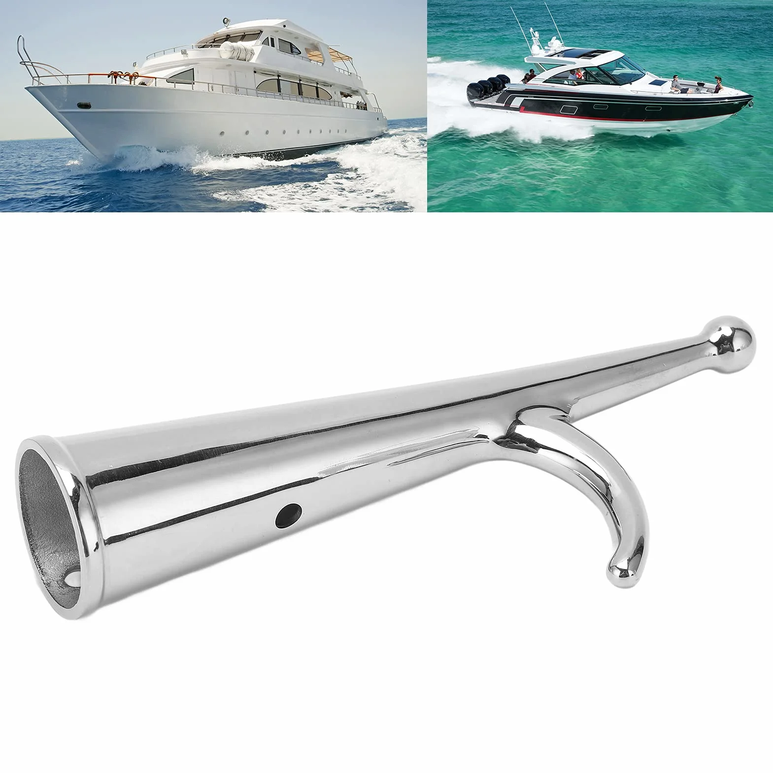 Boat Hook Attachment,316 Stainless Steel Boat Hook Head,34mm End Attachment Boat Hook Head Replacement for Docking Undocking