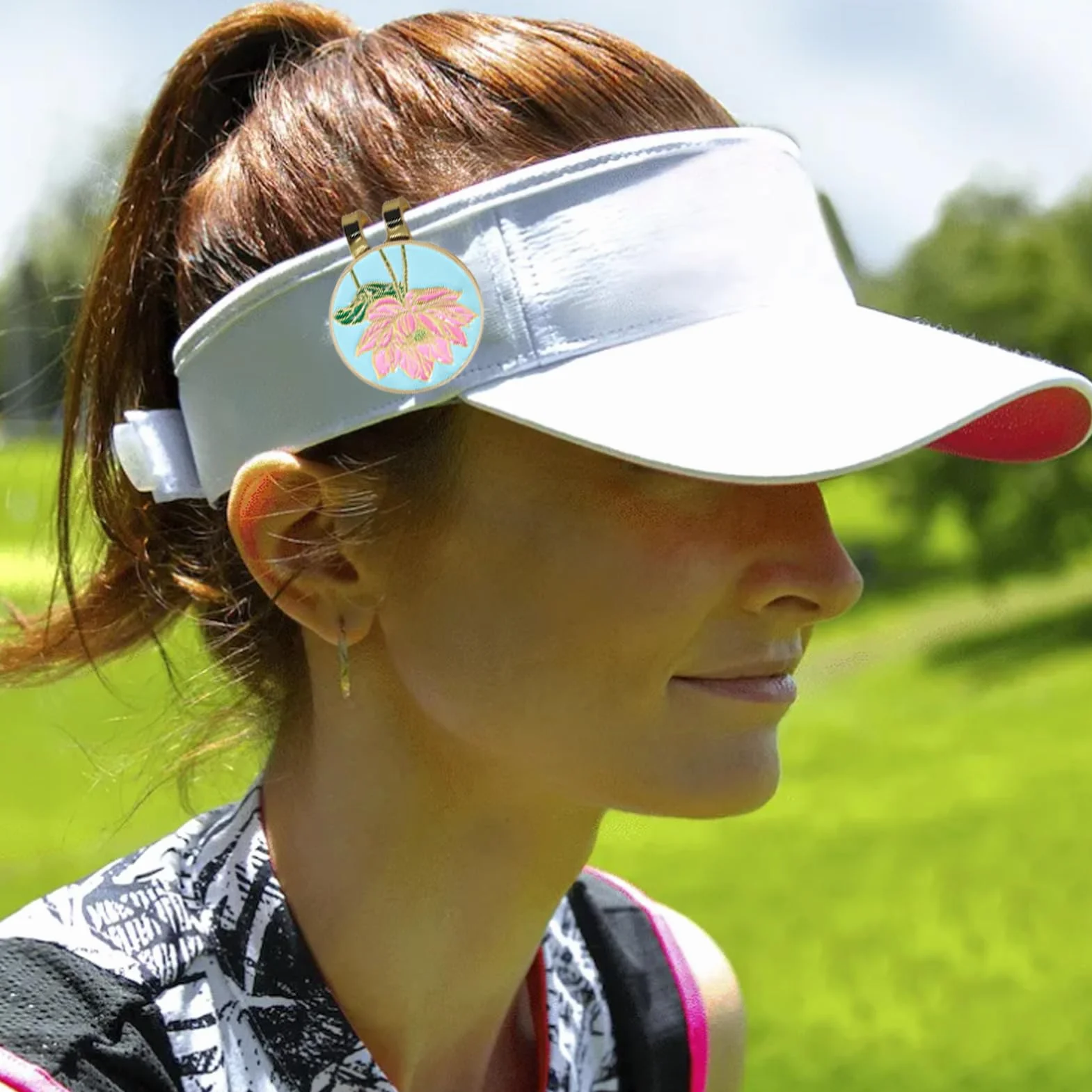 Generisch Klips do znacznika piłki golfowej, dekoracyjny klips do golfa, przenośny wzór kwiatowy, akcesoria golfowe dla graczy