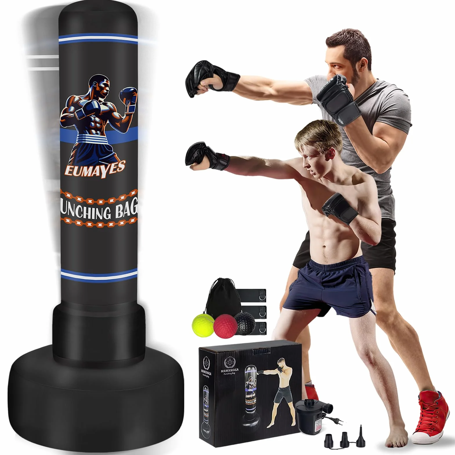 Worek bokserski stojący 180 cm nadmuchiwany do fitness Muay Thai MMA
