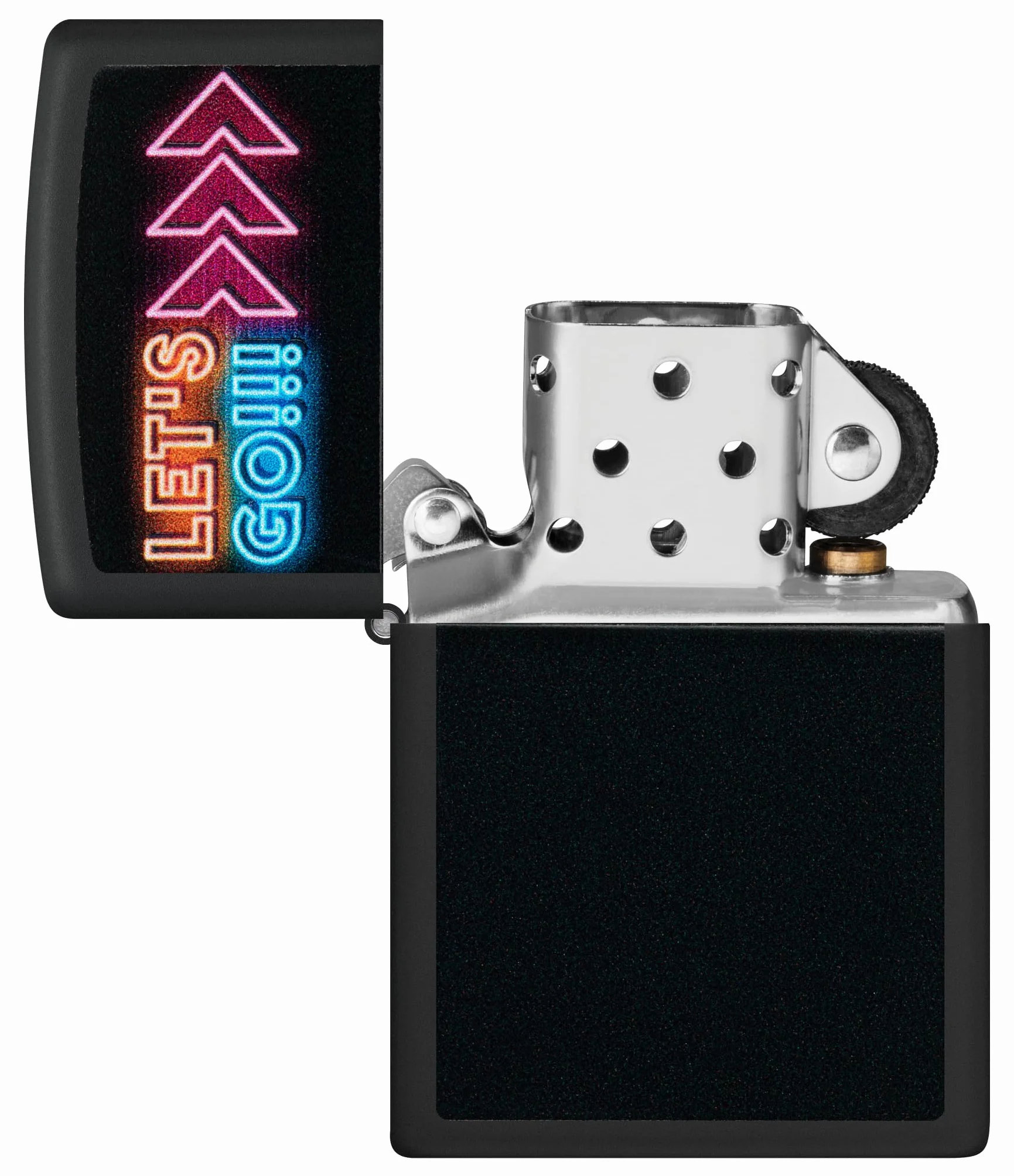 Zippo Let's Go Zapalniczka Sztormowa, Lampa Światła Czarnego, do Napełniania, Wielokrotnego Użytku, Wiatroodporna Konstrukcja, Pudełko na Prezent, Wykonano w USA, Kolor Czarny Matowy
