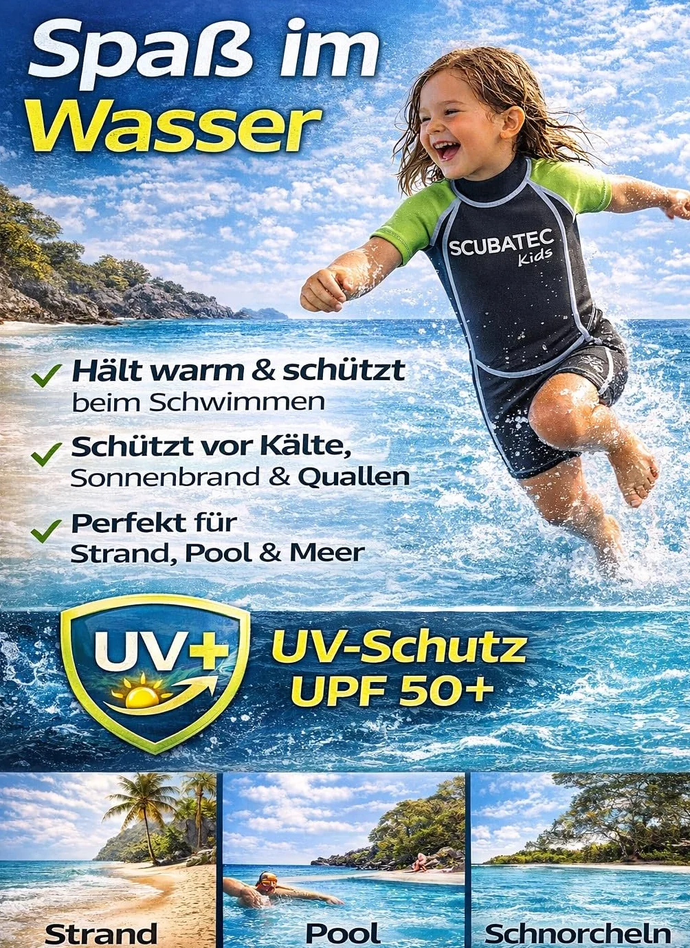 SCUBATEC 3 mm dziecięcy neopren Shorty Kids Wave