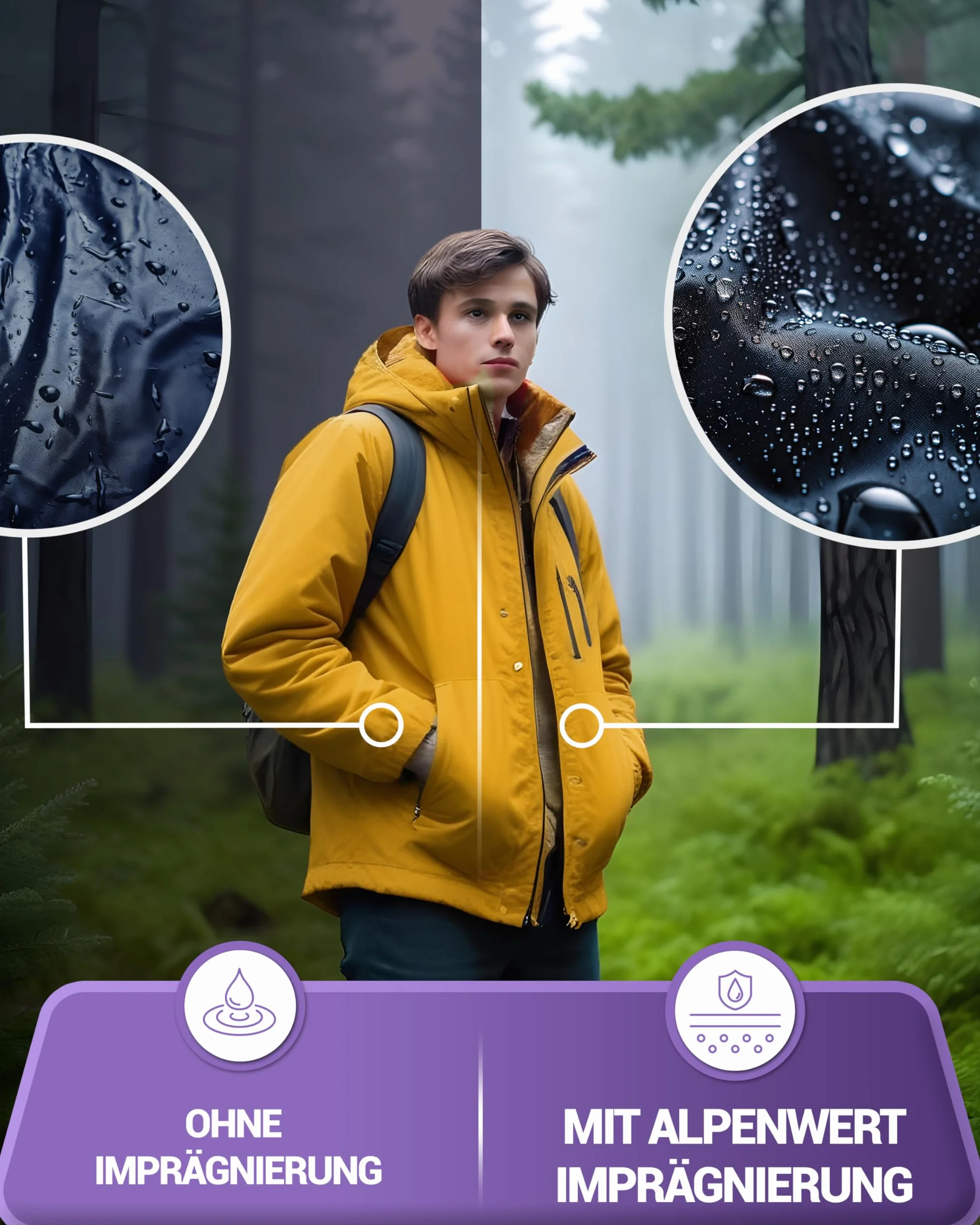 ALPENWERT® Środek do impregnacji 500ml [WYROBIONO W NIEMCACH] do odzieży outdoorowej, odzieży funkcyjnej, odzieży narciarskiej, Gore-tex i innych. Środek do impregnacji, impregnacja do prania