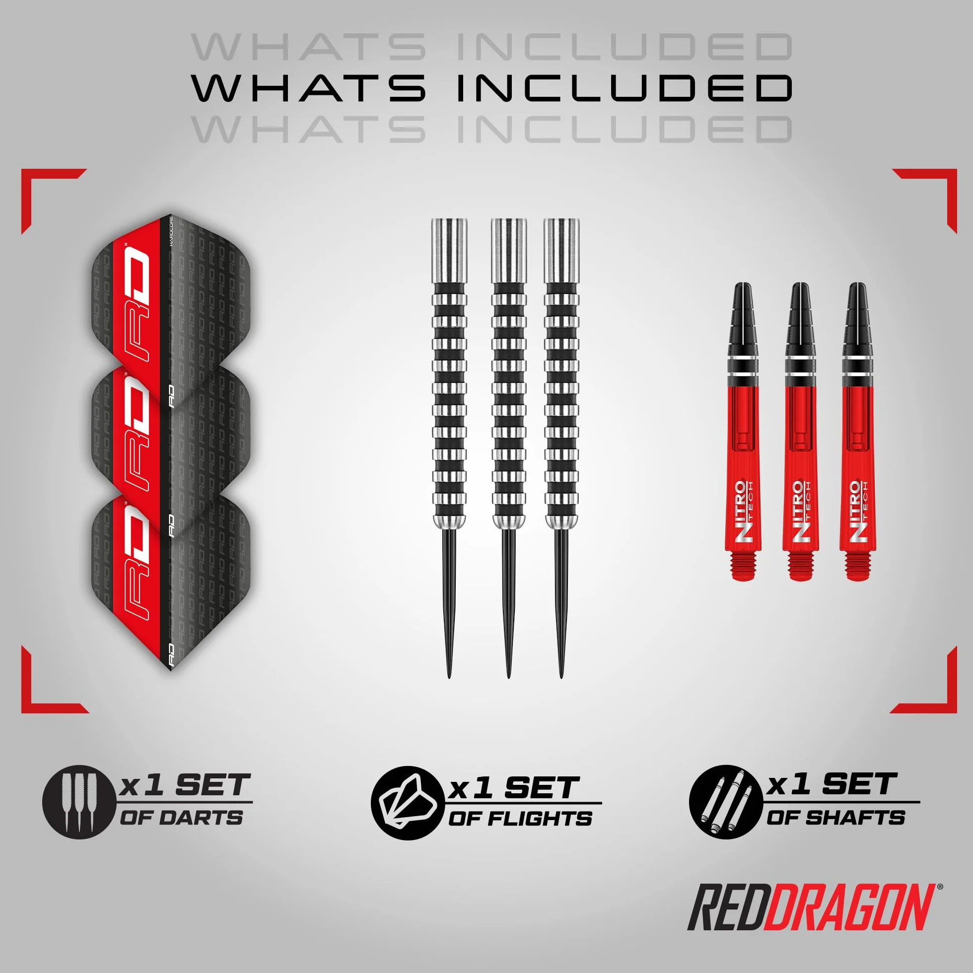 RED DRAGON Seria Javelin zestaw rzutek wolframowych 20 g 22 g 24 g 26 g