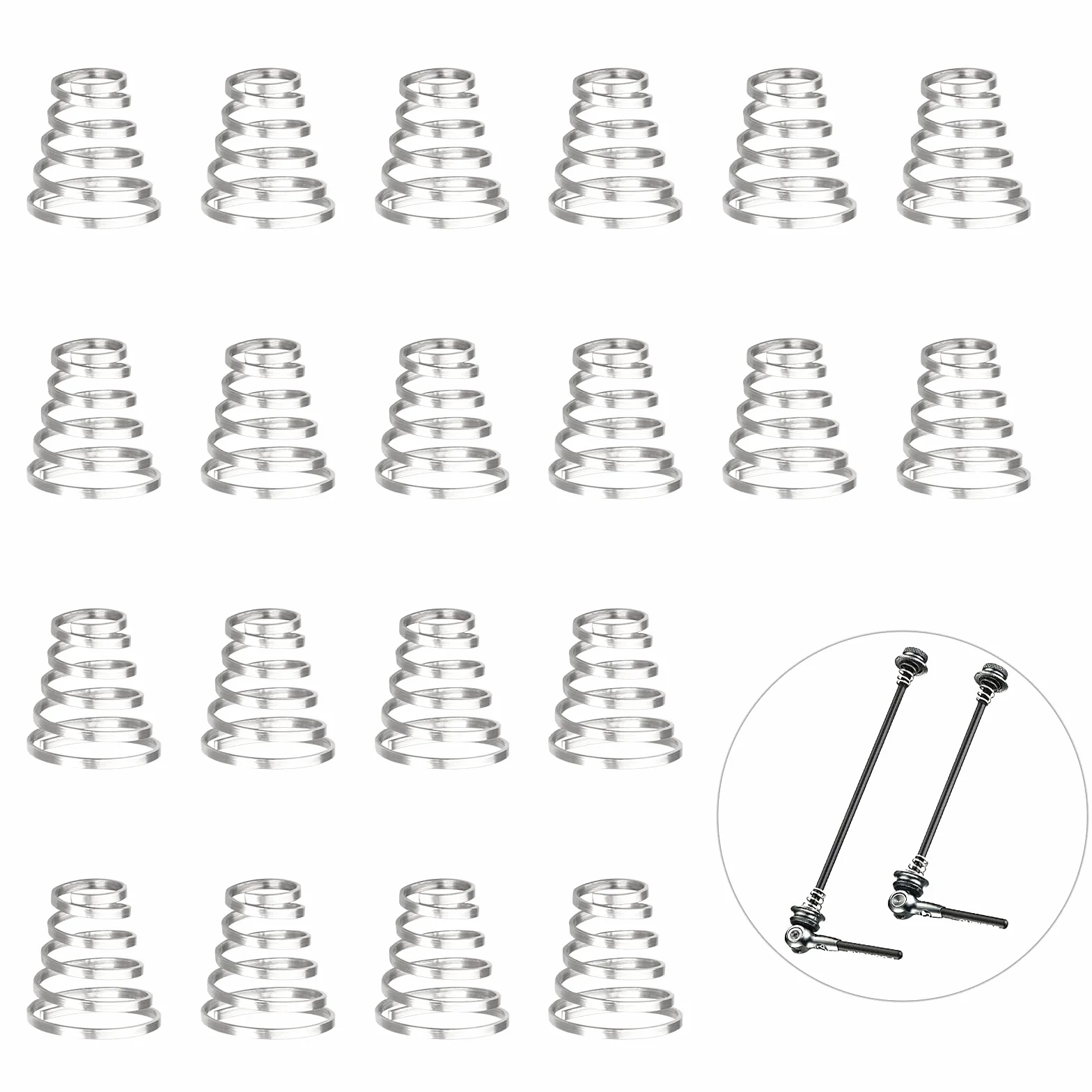 shisheng Sprężyna rowerowa, 20 sztuk, 11 x 12 mm, szybkomocująca, stal nierdzewna, sprężyna do roweru, sprężyna zapasowa, szybkomocująca (srebrna)