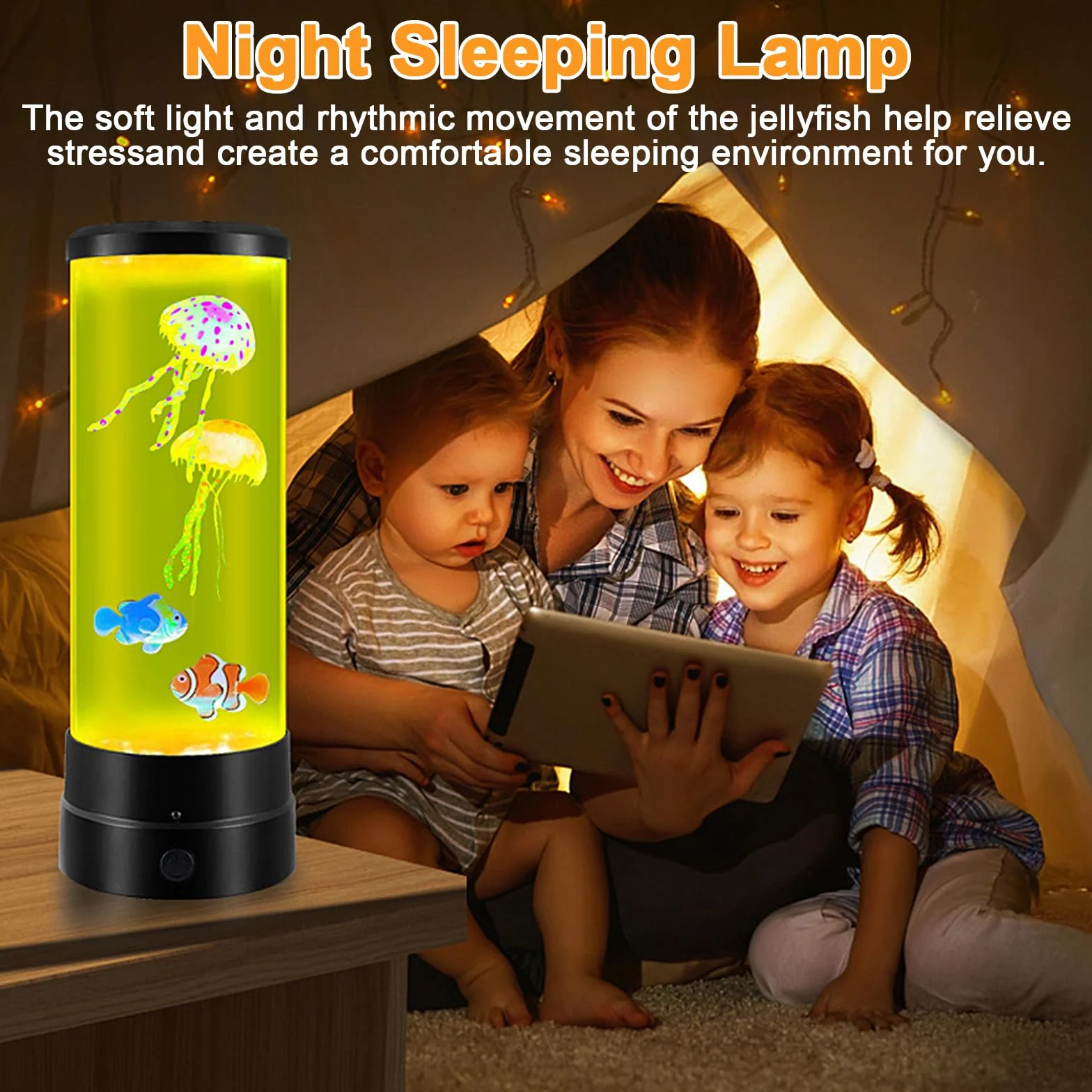JIMACRO Lampa do akwarium z meduzami LED, 17 kolorów, 4 tryby, 3 jasności, USB, pilot