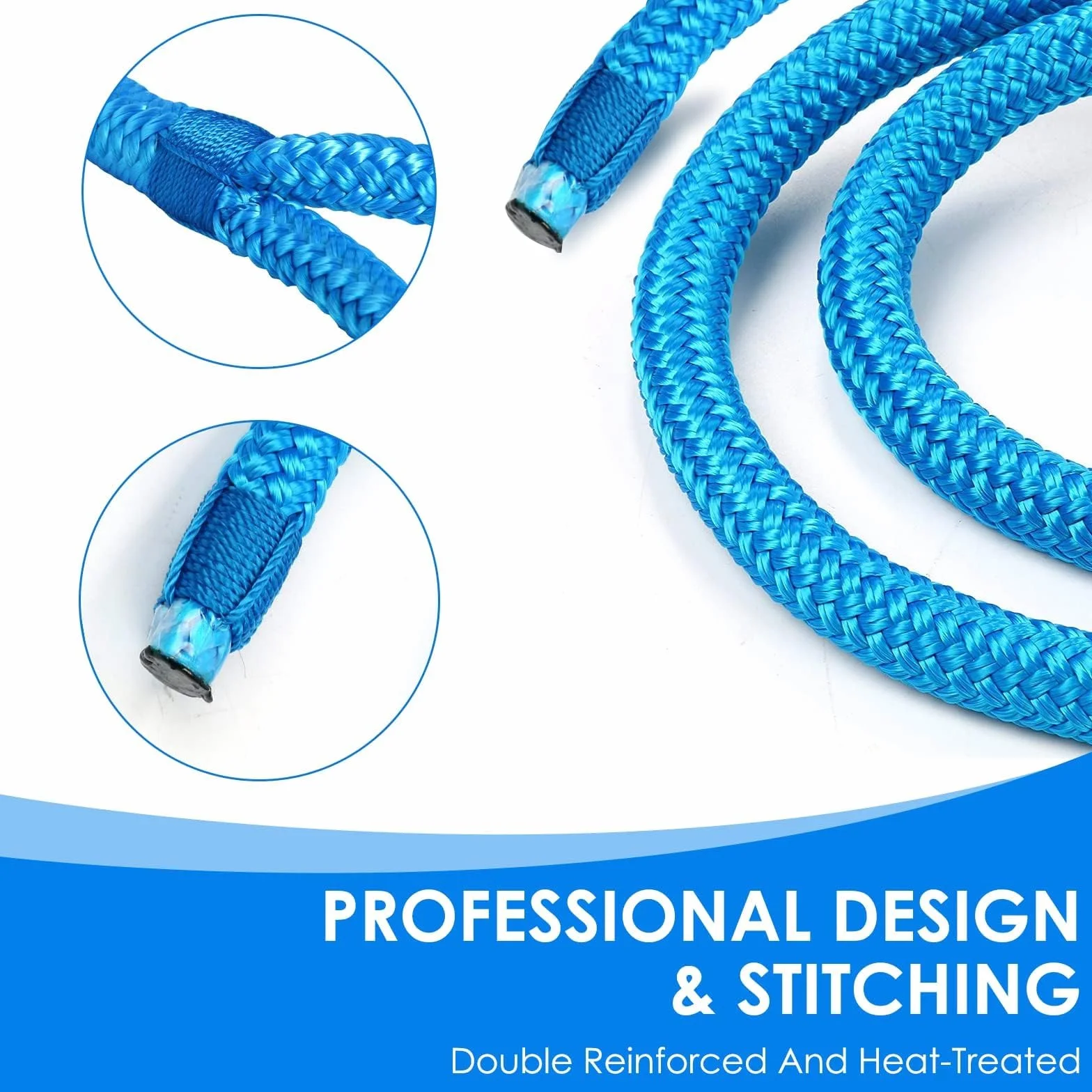 BOOMSTART 4 sztuki liny do łodzi 12 mm linka cumownicza z oczkiem nylon podwójnie pleciona lina błotnika linie dock linie Ø 12 mm, dł.: 6,1 m, oko 30,48 cm, obciążenie zrywające: 2240 kg, niebieska