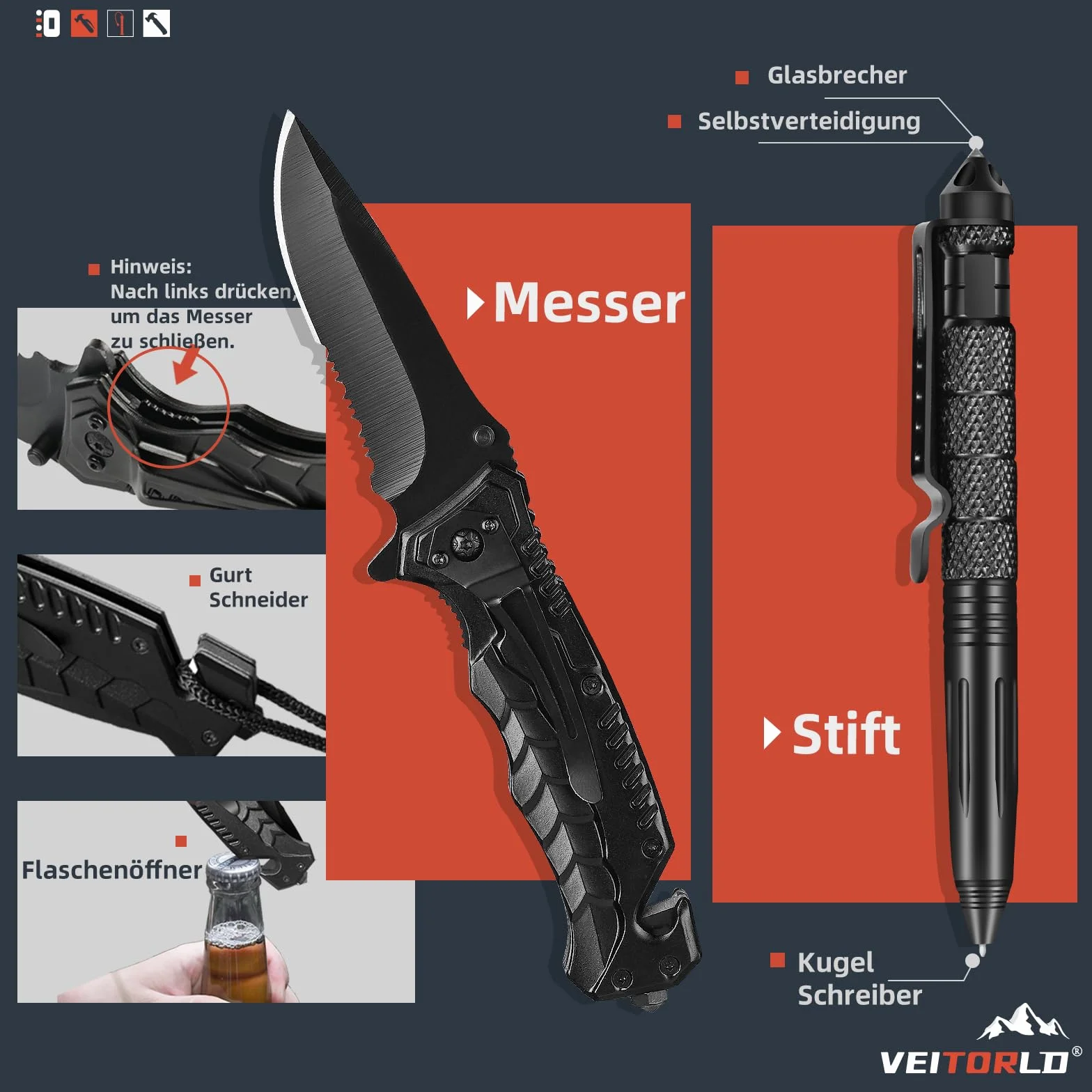 Mikołajkowy zestaw survivalowy, prezent dla mężczyzn na Boże Narodzenie, prezent urodzinowy dla chłopaka, taty, męża, brata, nastolatków, wyposażenie survivalowe na kemping i przygody