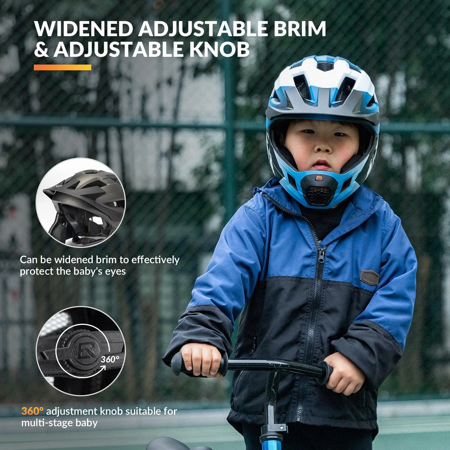 ROCKBROS Kask Rowerowy dla Dzieci i Młodzież, Regulowany, Rozmiar M/S 48-54 cm, Zielony Niebieski Szary