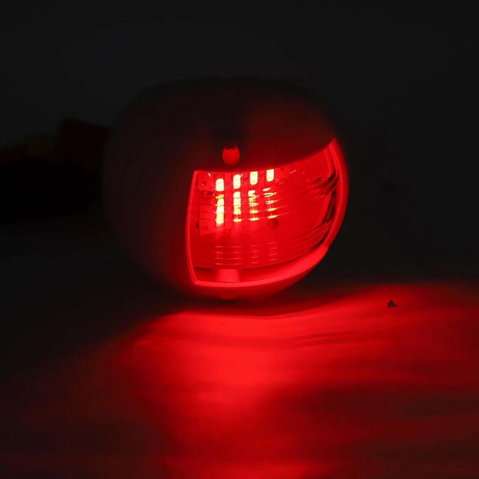 Qiilu Para świateł nawigacyjnych LED łodzi, czerwona zielona sferyczna lampa sygnalizacyjna, wodoodporna DC12V-24V 3W