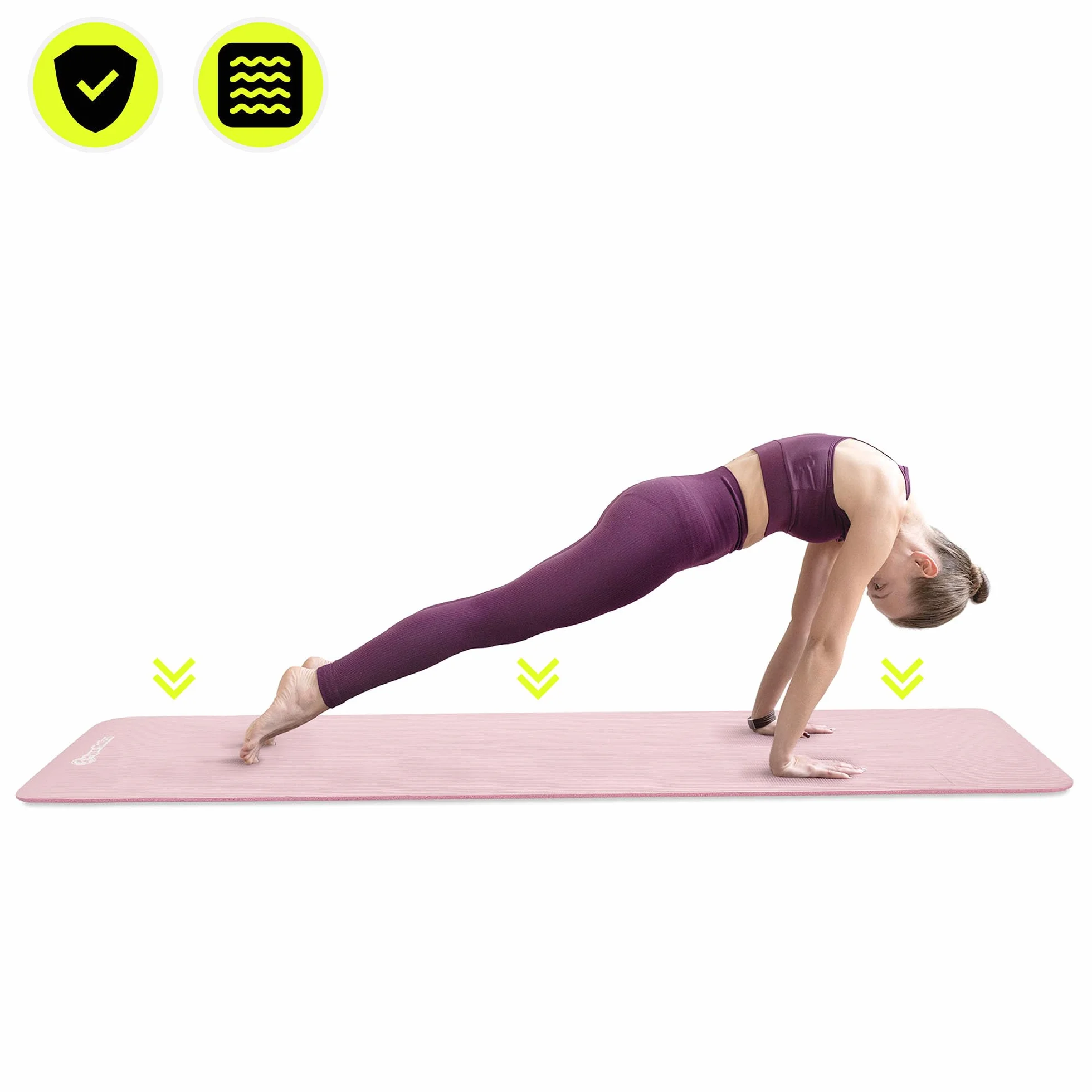 HyperMotion Mata do Ćwiczeń Fitness i Jogi NBR 183x61x0,8 cm Różowa, Antypoślizgowa, 8 mm, z Paskiem do Ćwiczeń i Przenoszenia, do Jogi, Pilatesu i Stretchingu