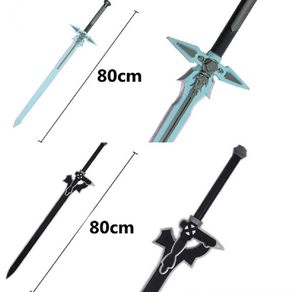 damdos Halloween rekwizyt pianka PU 80 cm ciemny odstraszacz Kirito Kirigaya miecz Kirigaya Kazuto Cosplay Yuuki Asuna czarny miecz (2 szt./zestaw)