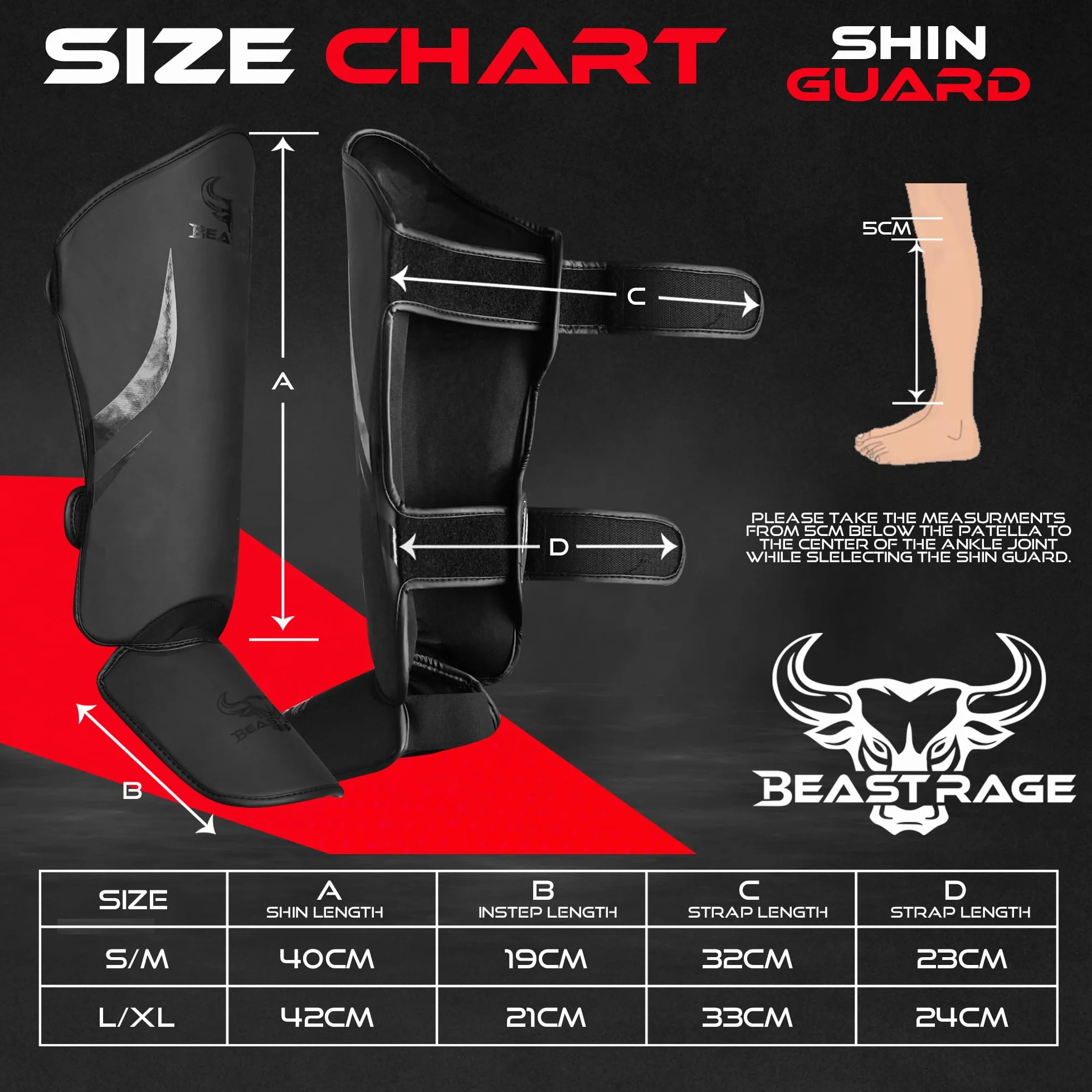 Beast Rage Muay Thai Ochraniacz goleni MMA Kickboxing regulowany wysoka ochrona podbicia