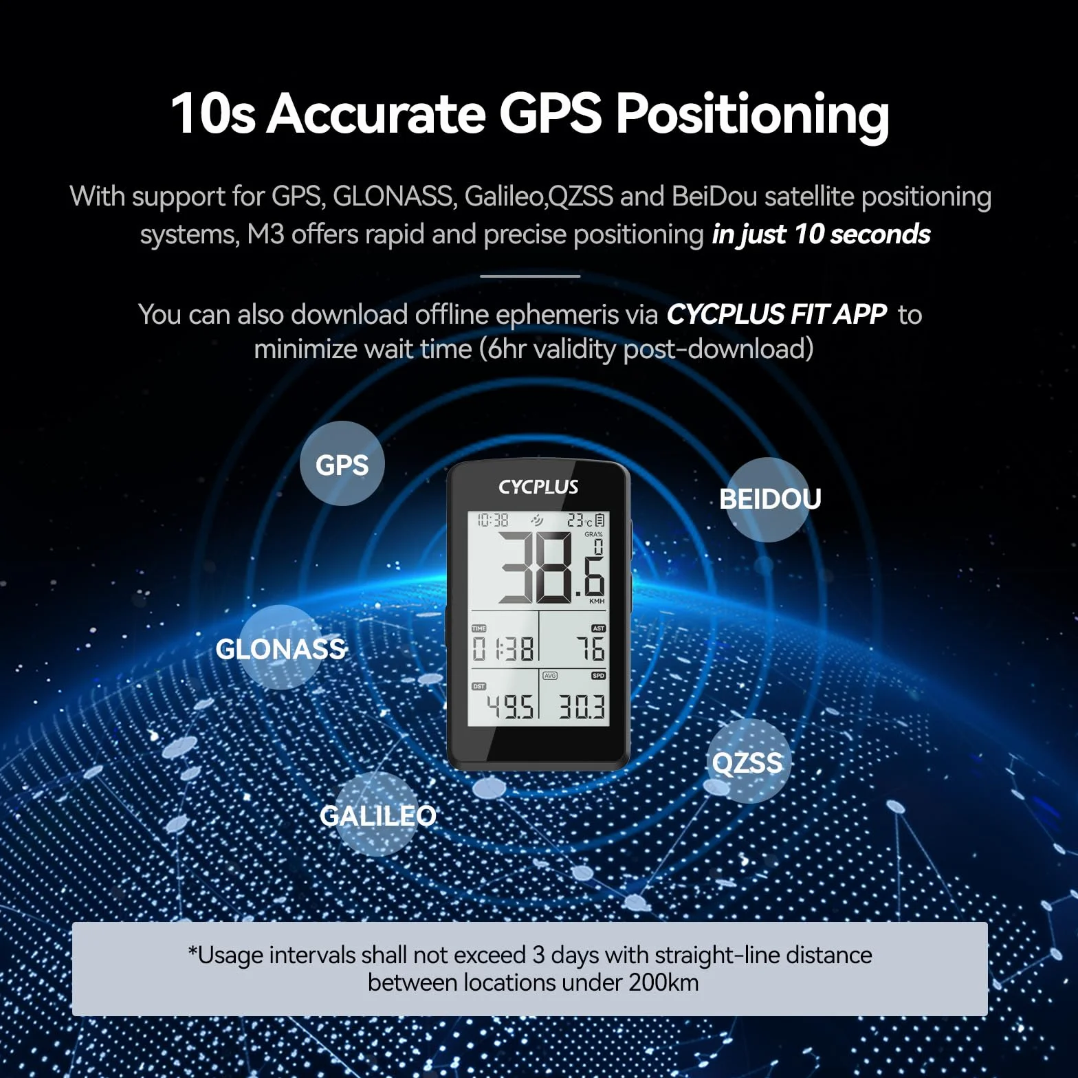 CYCPLUS Komputer rowerowy GPS bezprzewodowy, ANT+ komputer rowerowy GPS z Bluetooth, ekran LCD 2,8 cala, wytrzymałość baterii 100 godzin, prędkościomierz rowerowy z automatycznym podświetleniem