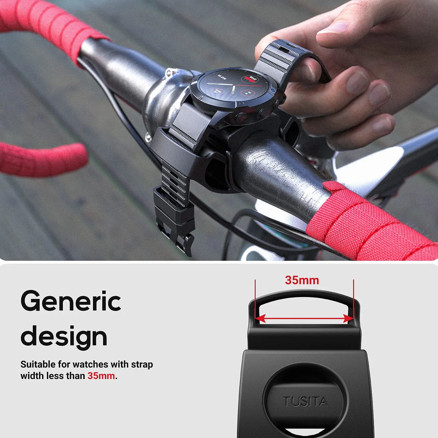 TUSITA Uchwyt Rowerowy do Zegarka Kompatybilny z Garmin, Apple Watch Ultra, Polar - Zegarek Sportowy Kierownicę Rowerową Uchwyt