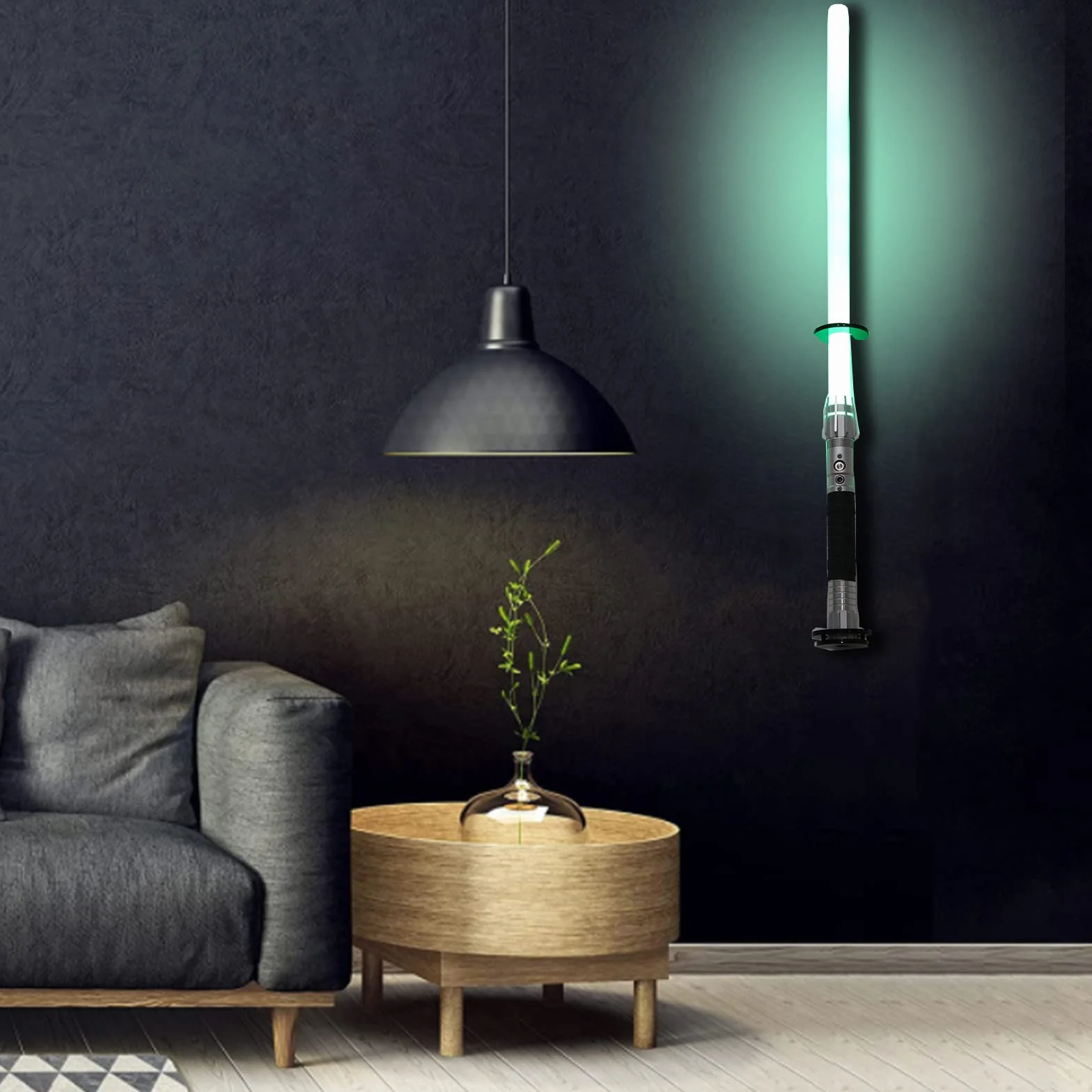 Uchwyt Ścienny do Miecza Świetlnego Lightsaber, Pionowy Uchwyt Ścienny do Miecza Świetlnego – Czarny Akrylowy Stoisk Ekspozycyjny do Większości Mieczy Świetlnych, Wytrzymały (Czarny, 1 Otwór)