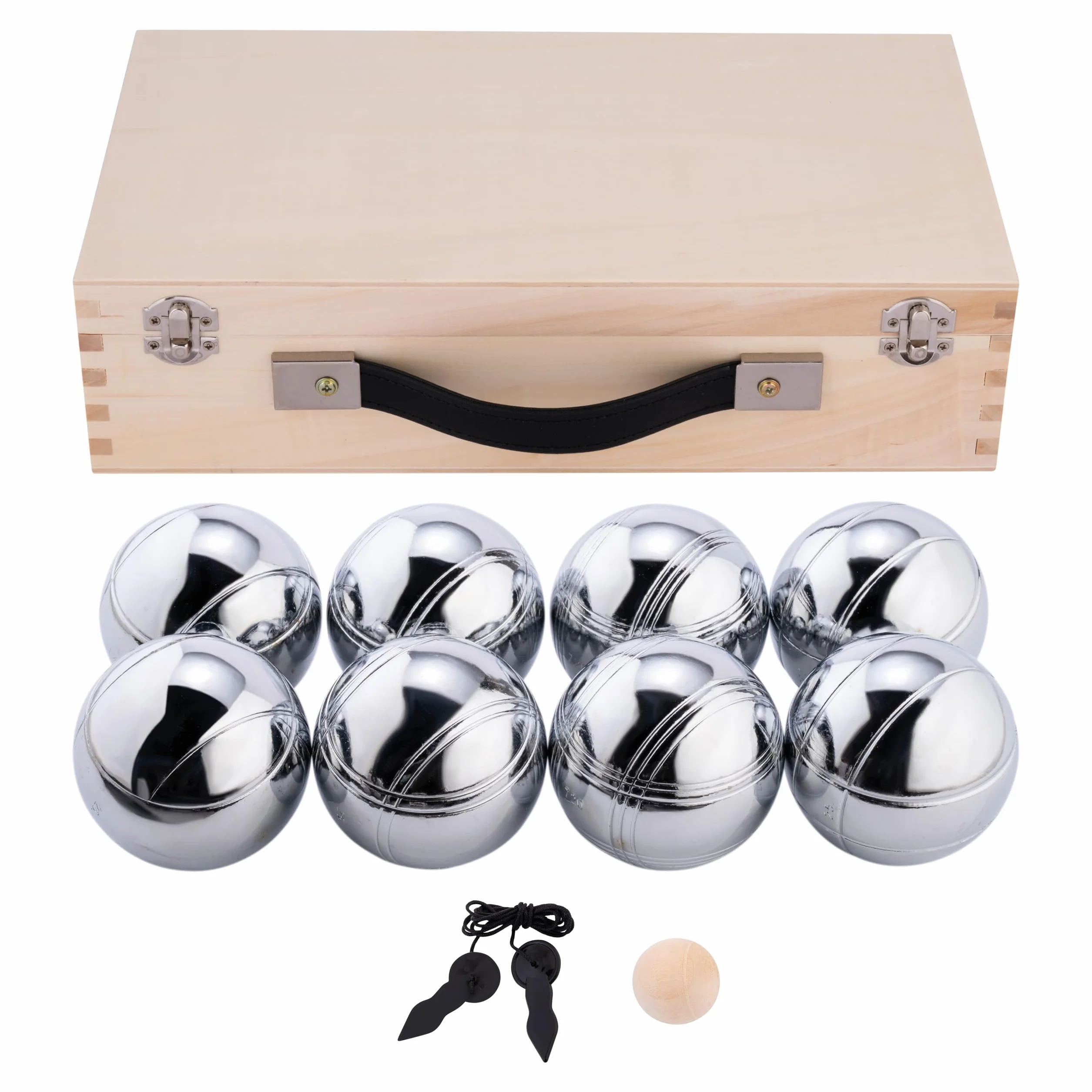 Weiblesgry 010206 – zestaw boules w drewnianej skrzynce, 8-częściowy