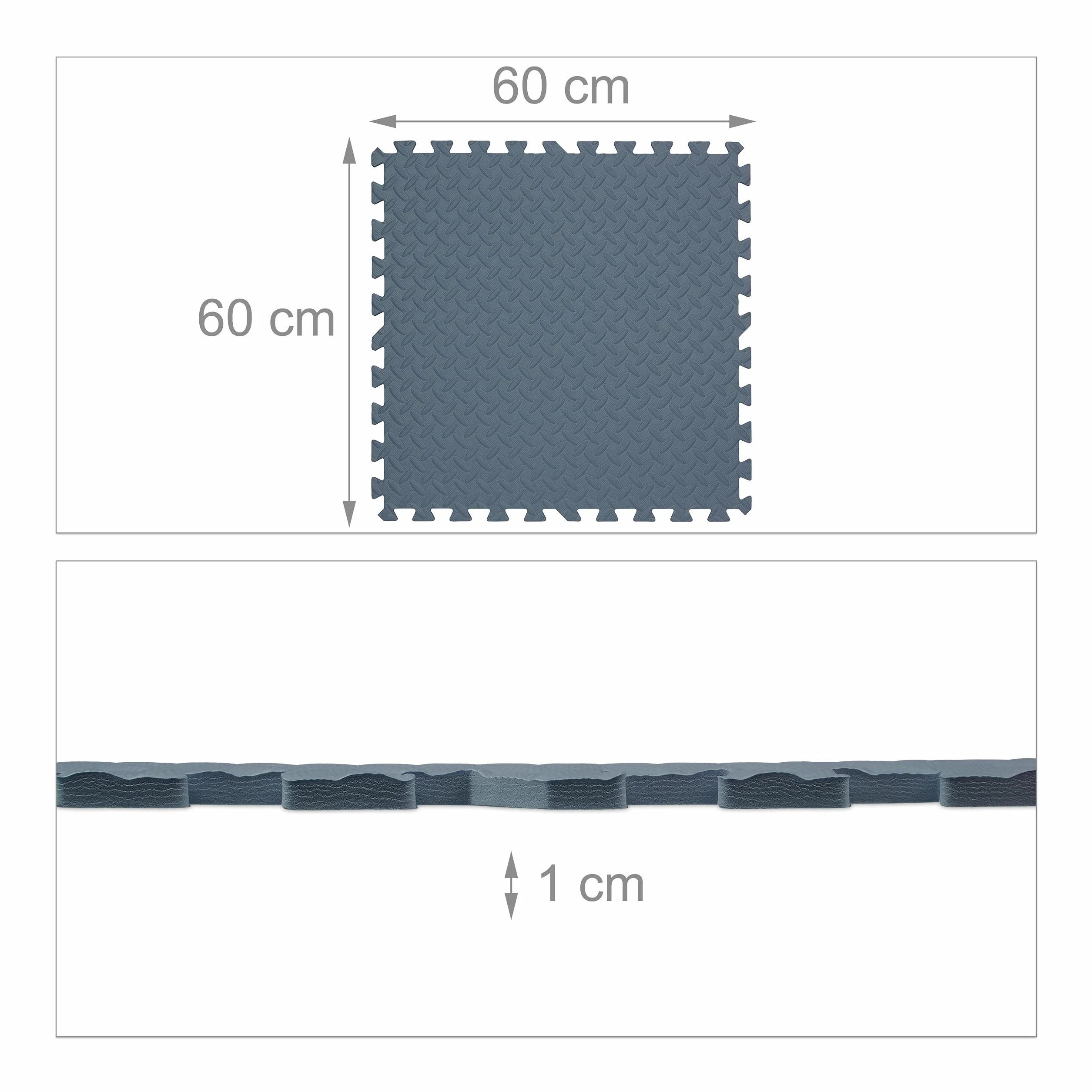 Relaxdays Mata podłogowa 60x60 cm 8 mat ochronnych EVA 3 m² pod sprzęt fitness szara