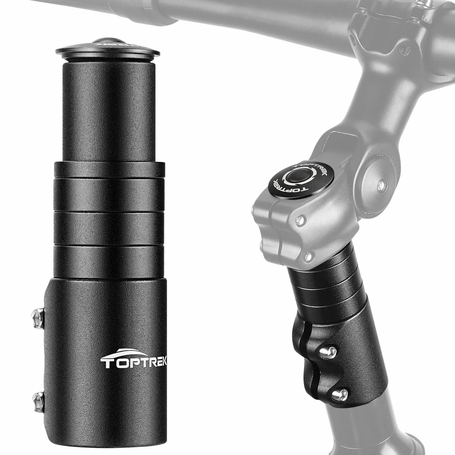 toptrek Podwyższenie kierownicy roweru, wspornik kierownicy 28,6 mm/12 x 2,86 cm, podwyższenie kierownicy rowerowej, do rowerów górskich, rowerów wyścigowych, miejskich (czarne)