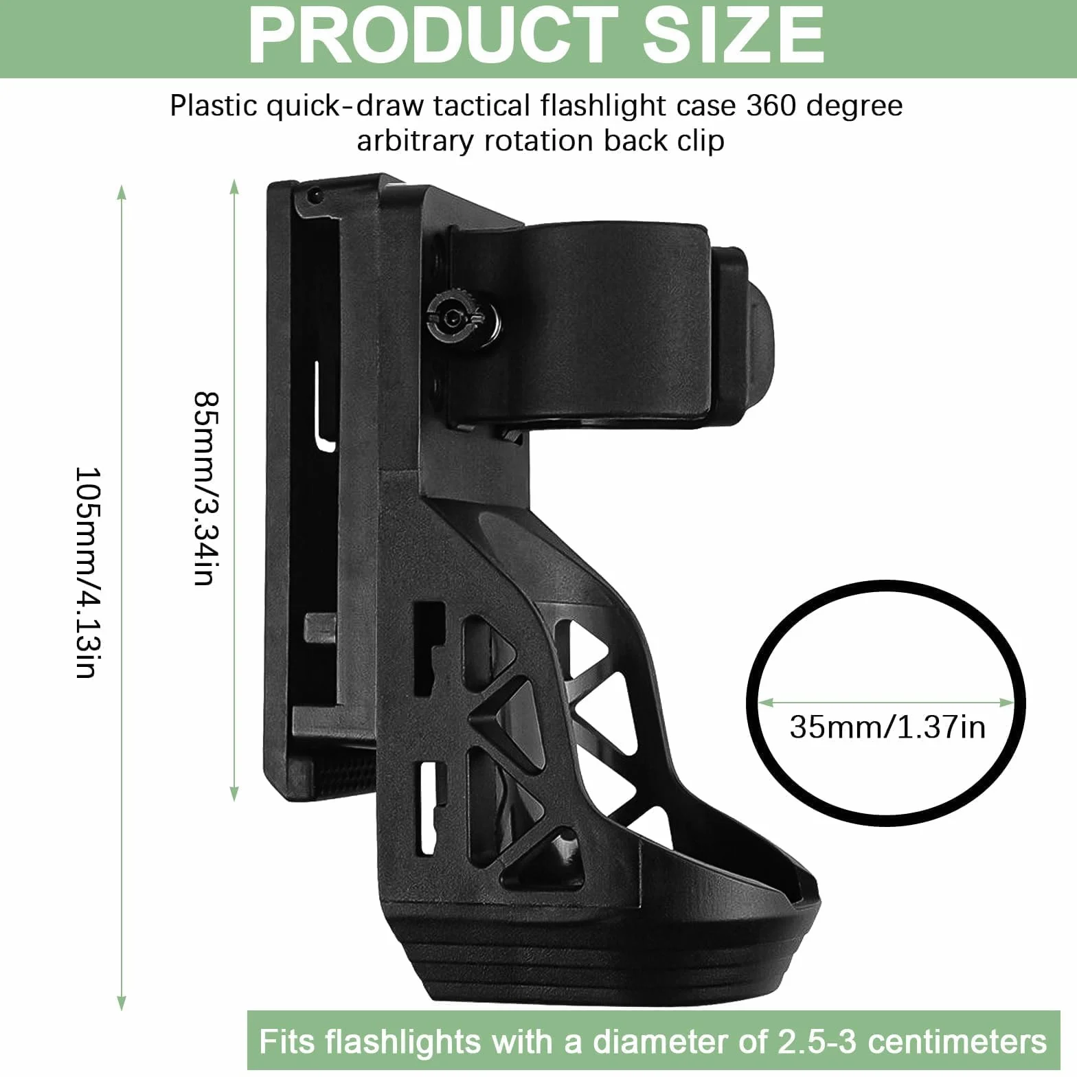 Uchwyt na latarkę 360 stopni PVC 2,5-3 cm czarny