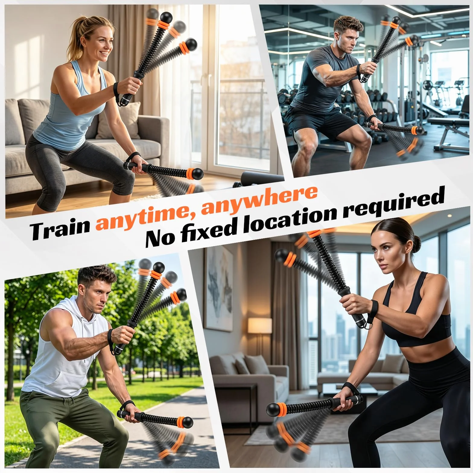 2 sztuki Ropeless Battle Rope bez liny z ciężarkami, ciche liny bojowe z antypoślizgowym uchwytem, HIIT trening całego ciała dla siły, wytrzymałości i spalania tłuszczu, domowa siłownia, fitness