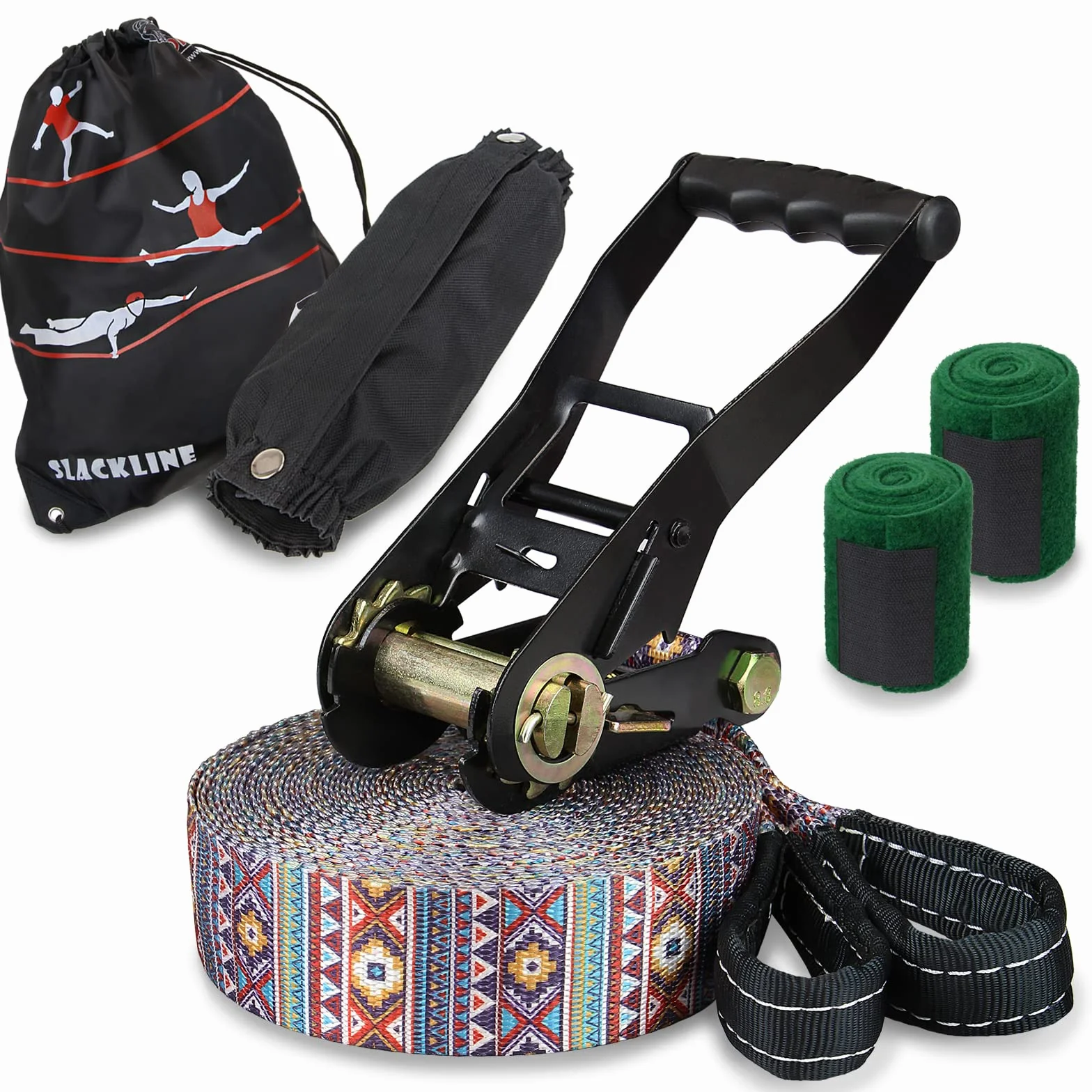 ALPIDEX Slackline Set 15m z osłoną drzewa i napinaczem