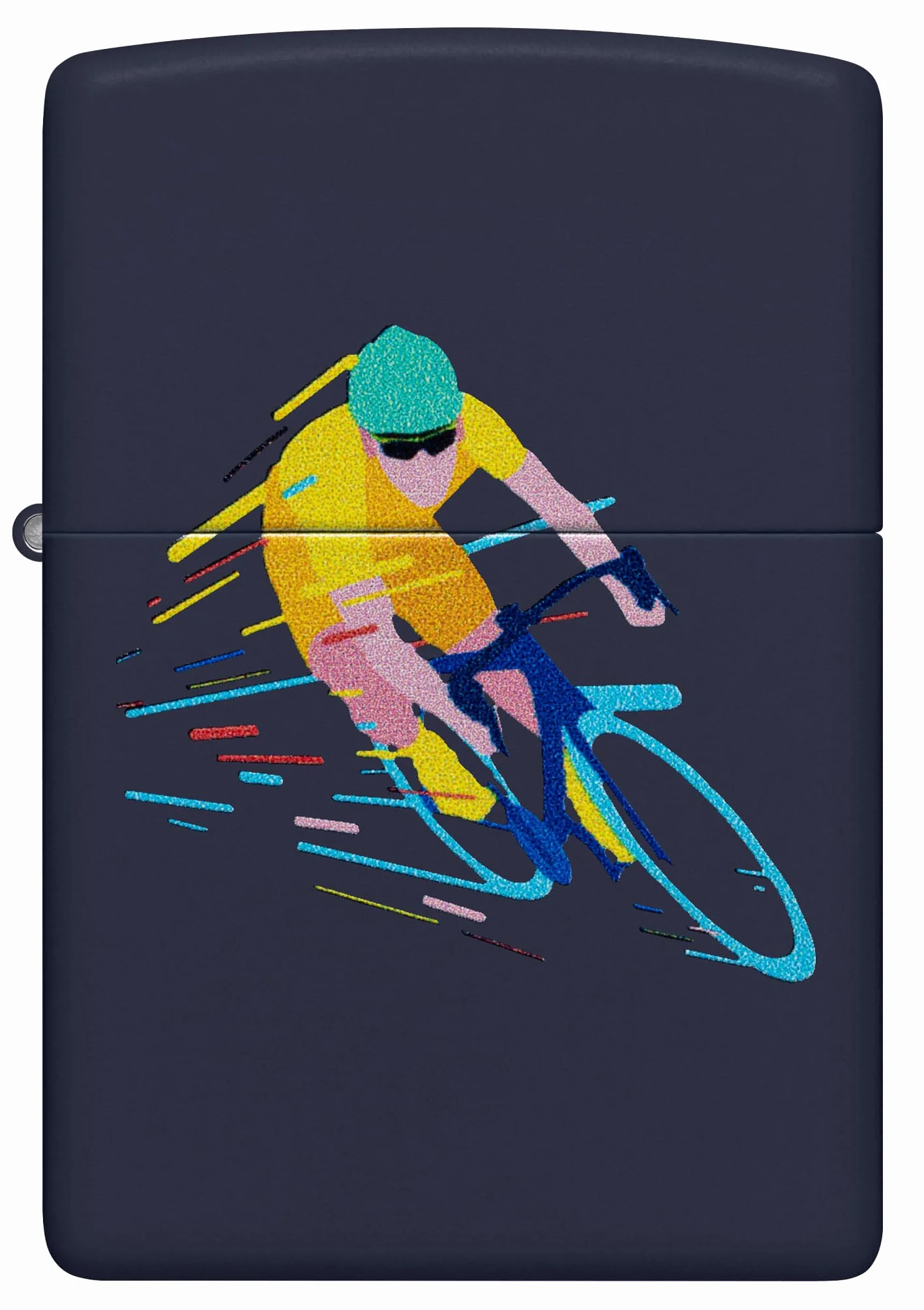 Zippo Cyclist Zapalniczka Sztormowa, Kolorowy Nadruk (Obustronny), do Napełniania, Wielokrotnego Użytku, Wiatroodporna Konstrukcja, Pudełko na Prezent, Wykonano w USA, Kolor Granatowy (Navy Matte)