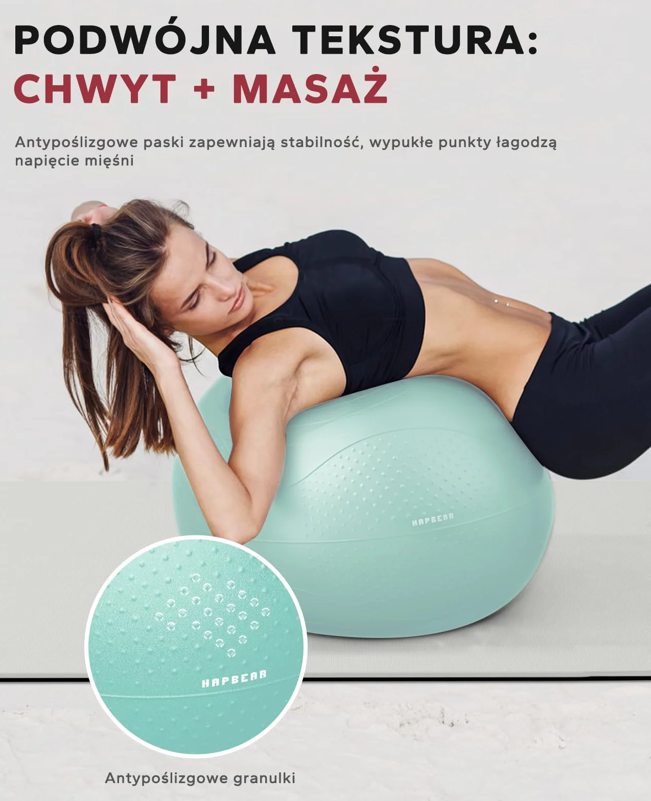 HAPBEAR Piłka Gimnastyczna 55/65/75 cm Antywybuchowa Piłka Fitness do Ćwiczeń Jogi i Pilatesu