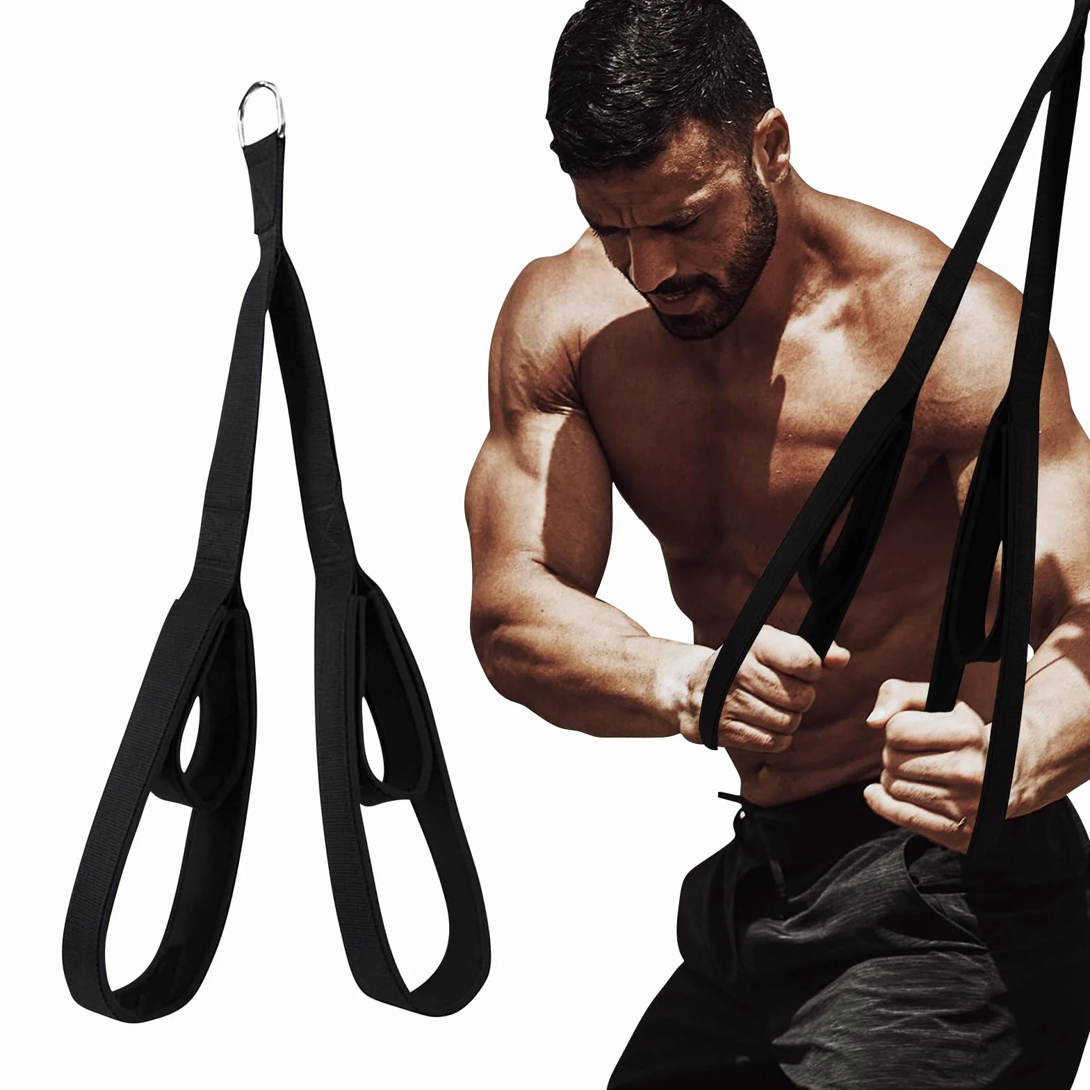 Linka Triceps,Akcesoria do siłowni Kabel do trakcji Długi Triceps Dwa Rozmiary W Jednym Triceps Kabel Trakcyjny do Push-Downs, Abs i Facepulls do użytku w domu lub na siłowni