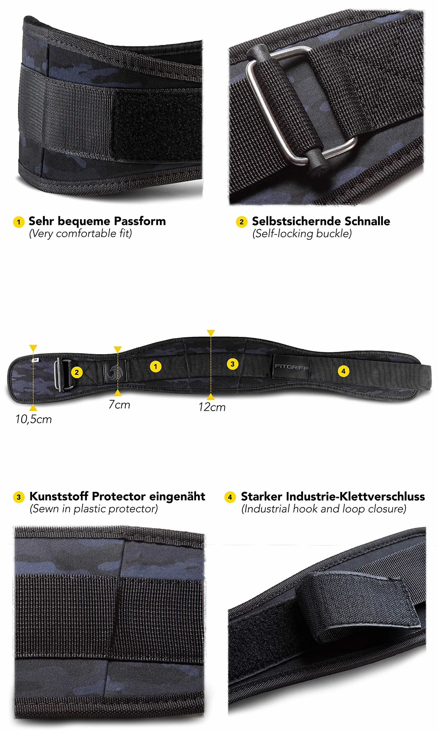 FITGRIFF® Pas do podnoszenia ciężarów V2 – pas treningowy dla kobiet i mężczyzn, kulturystyka, crossfit
