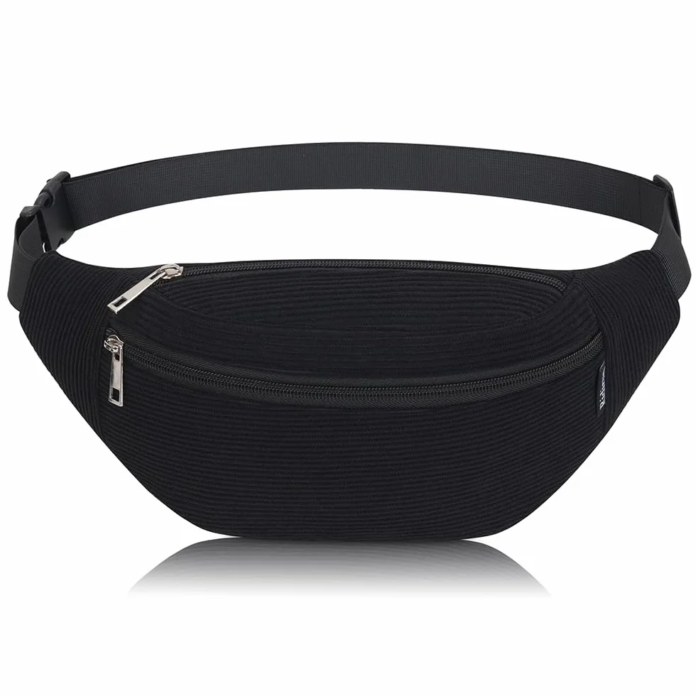 Bumbags nerka nerka nerka męska damska moda nerka z regulowanym paskiem do uprawiania sportu biegania wędrówek joggingu, Czarny, 33x7x14 cm, Moda
