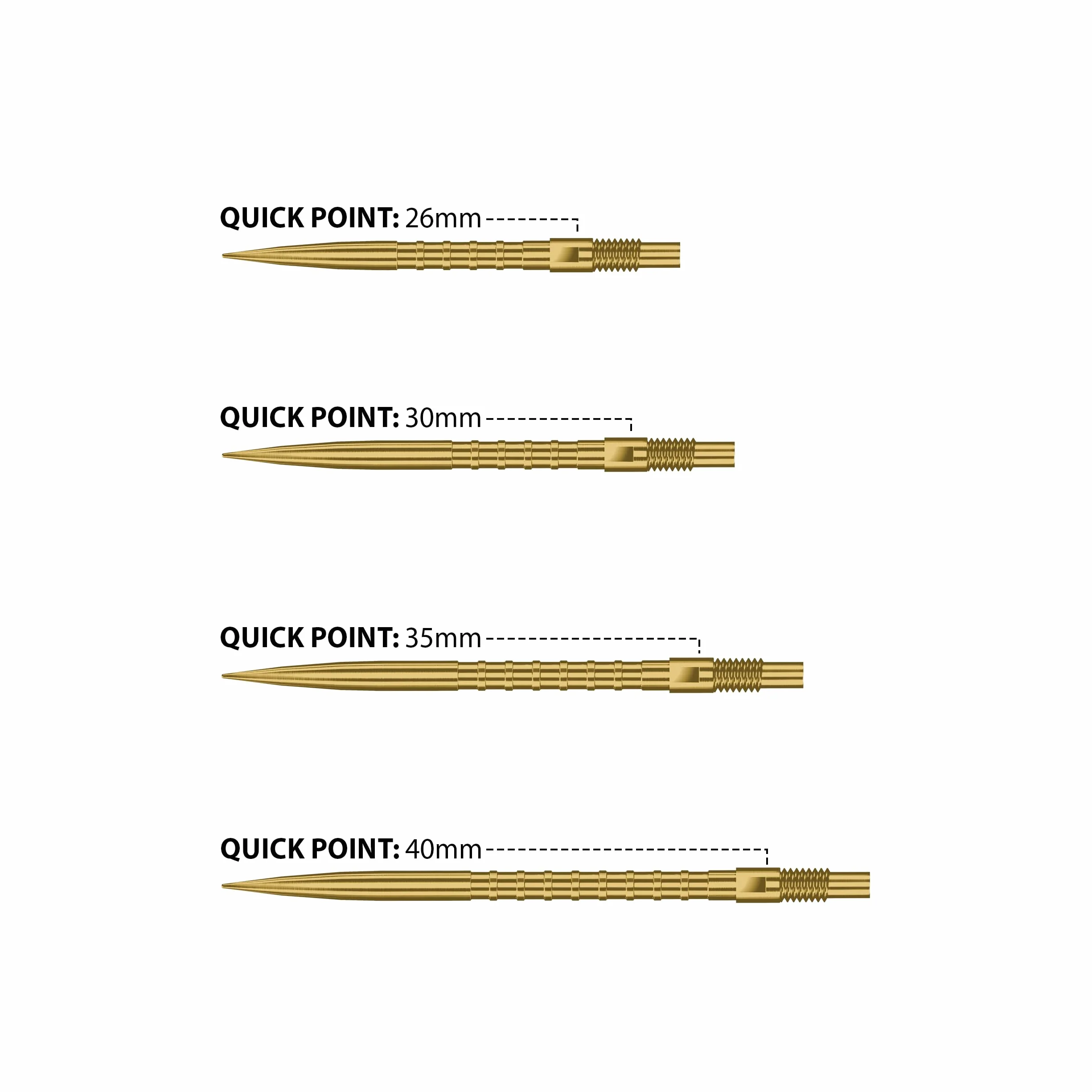 Harrows HM Grip Heavy Metal Quick Points – punkty rzutek inspirowane Ryanem Searle z kwadratowymi pierścieniami na palec – system szybkiego punktu do szybkiej wymiany punktów, złoto 35 mm