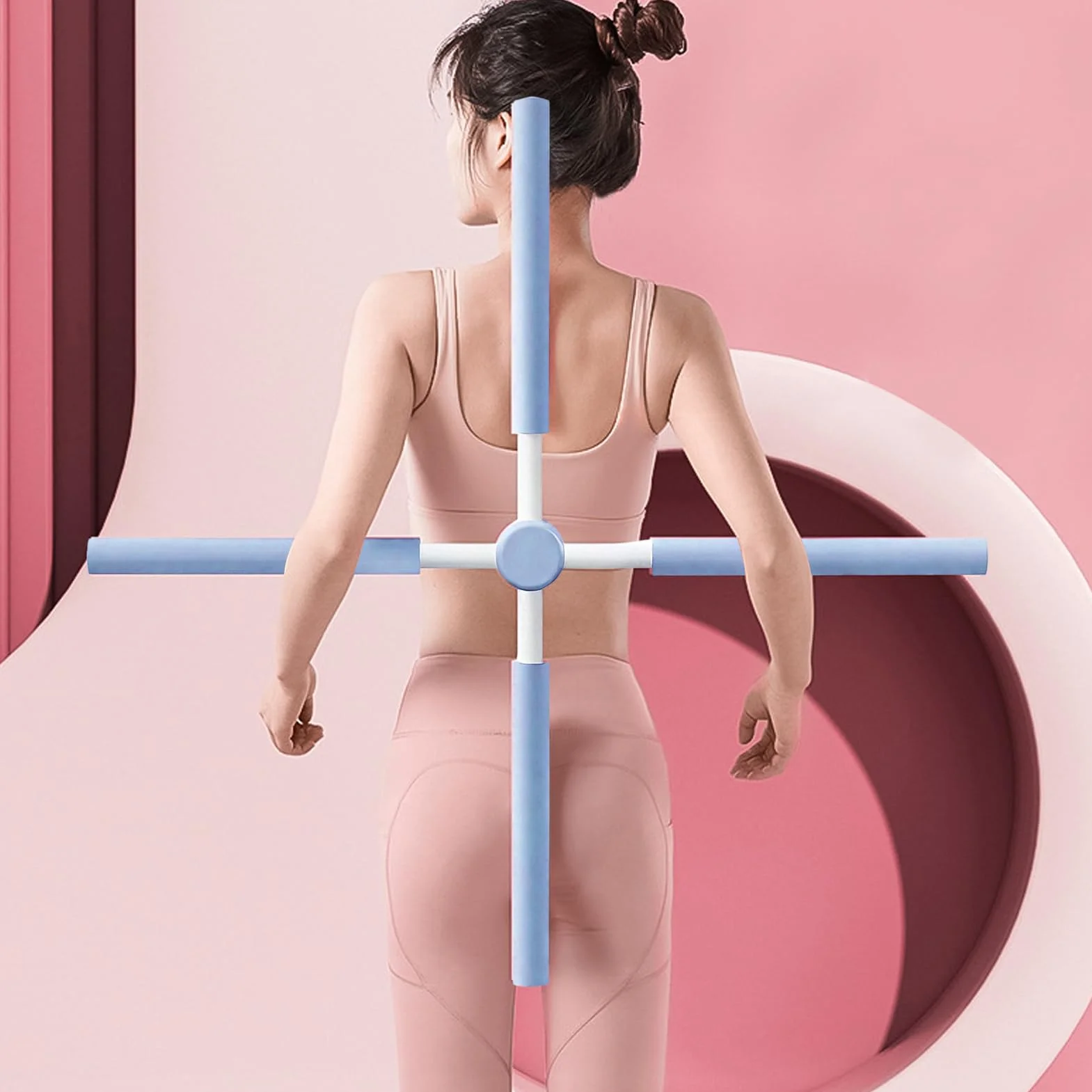 Kij Do Ćwiczeń Rozciągających | Obrotowy Kij Do Korekcji Pozycji | Korektor Pleców | Dla Młodzieży Dzieci Biuro Fitness Pilates Ćwiczenia W Domu
