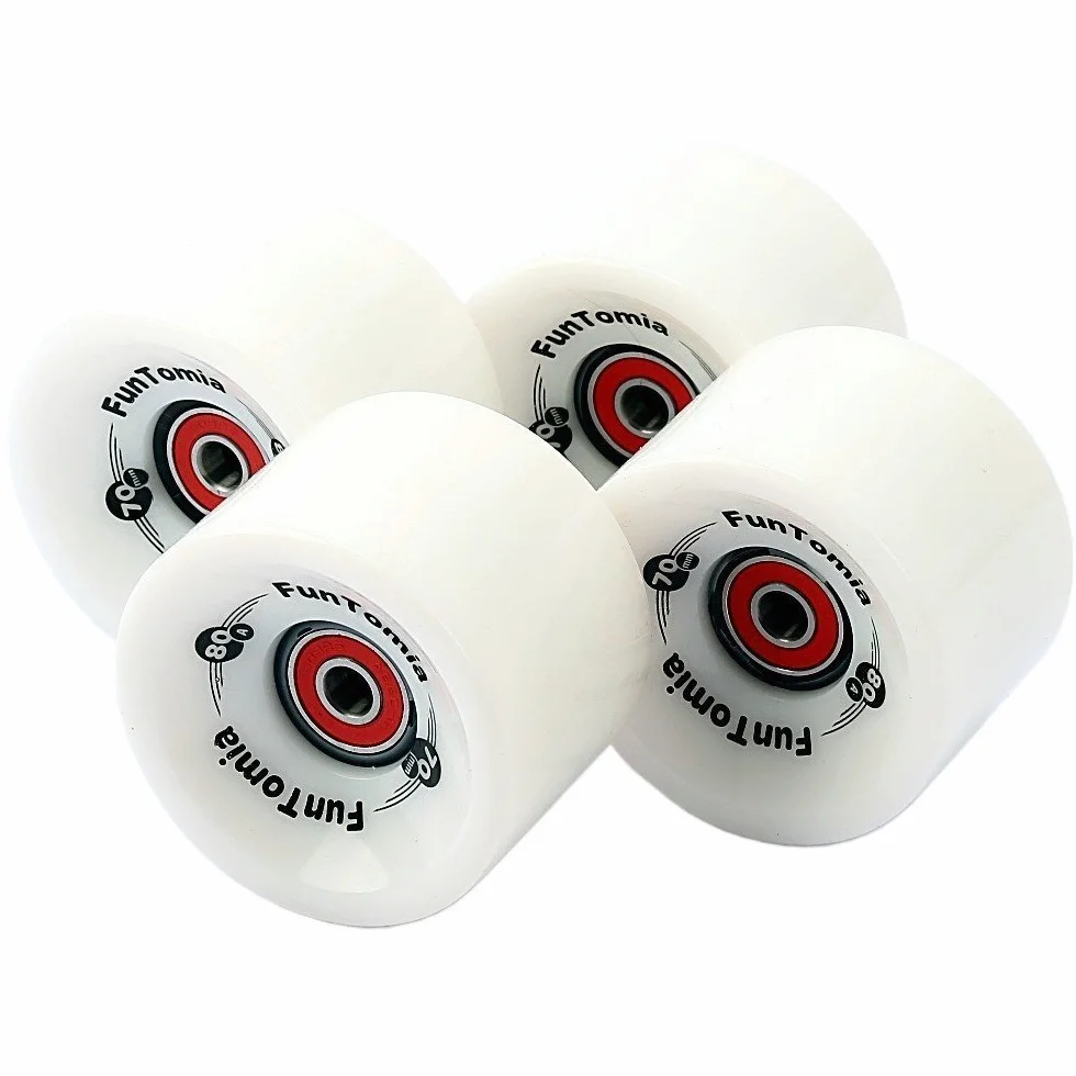 FunTomia 4 sztuki kółek do longboardu/deskorolki (Big Wheels) 70x51mm 80A lub 86A w zestawie łożyska kulkowe ABEC-9