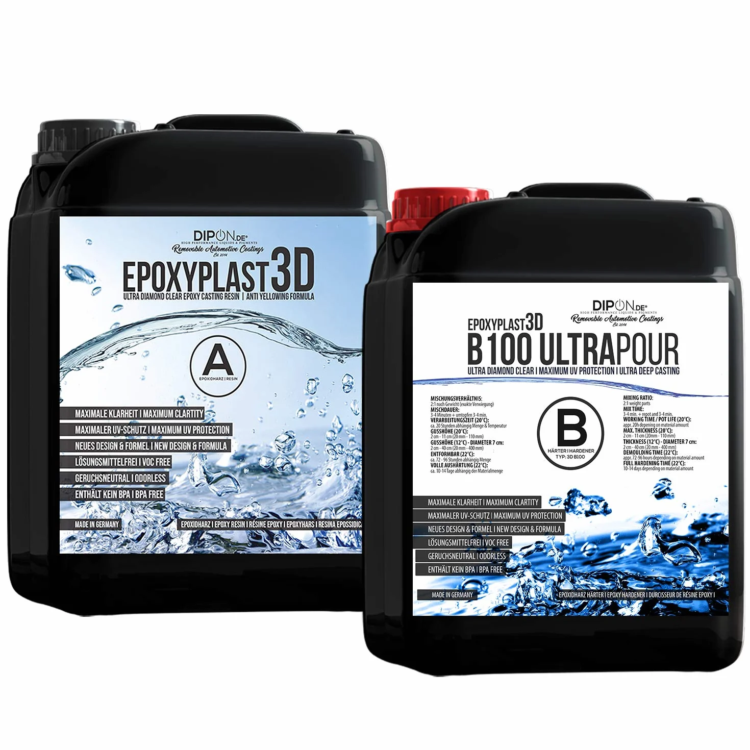 DIPON.DE Żywica epoksydowa 3D B100 Ultra POUR 30 kg przezroczysta ochrona UV