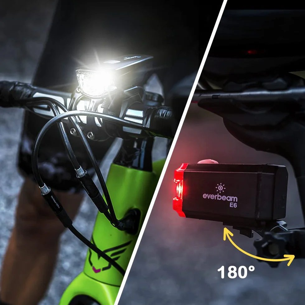 Everbeam E9 LED Front i Tylny Sветлоść - StVZO Rechargeable Headlight i Tail Light dla Noat Jazdy - Bezpieczeństwo dla Samochodów
