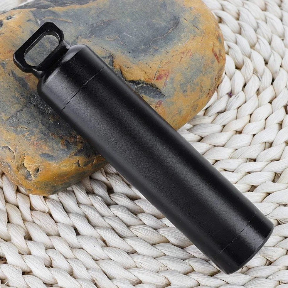 Butelka na tabletki survivalowa ze stopu aluminium wodoodporna czarna
