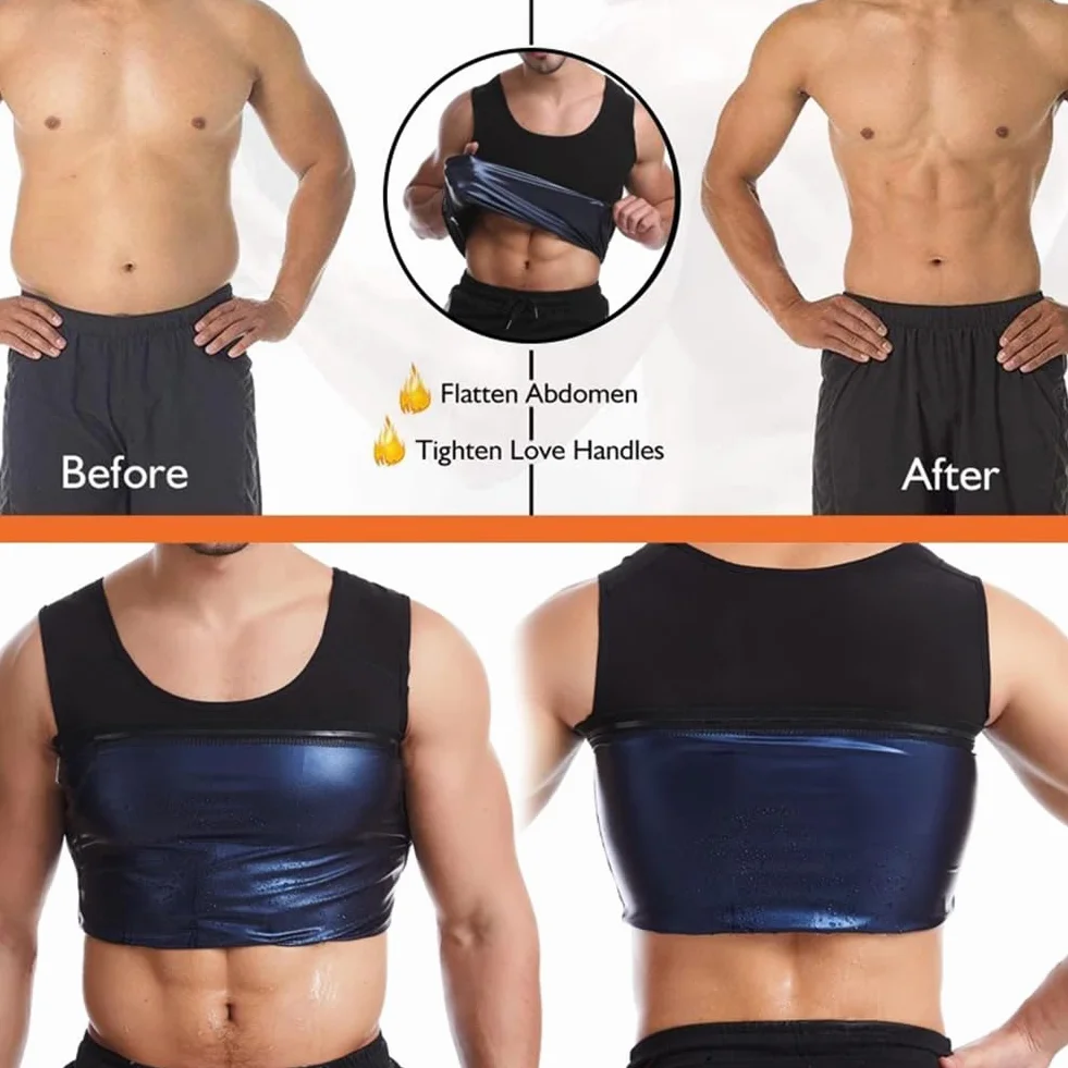 Męska kamizelka do sauna, strój do fitnessu i odchudzania potu, pas wyszczuplający, tank top, koszulka fitness, kamizelka pocąca się