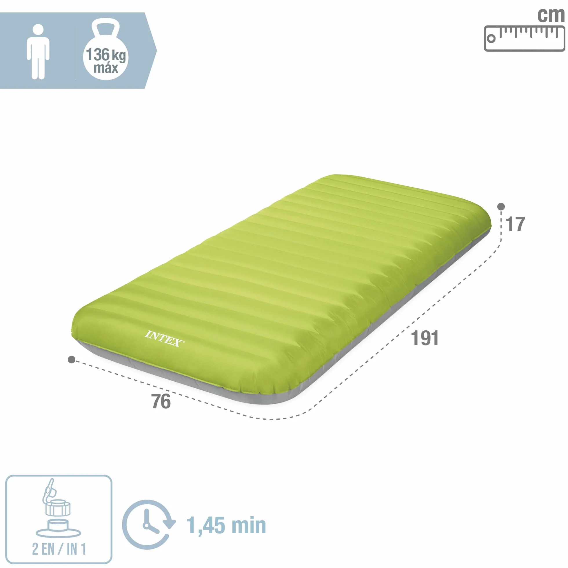 Intex Materac dmuchany łóżko nadmuchiwane wielokolorowe