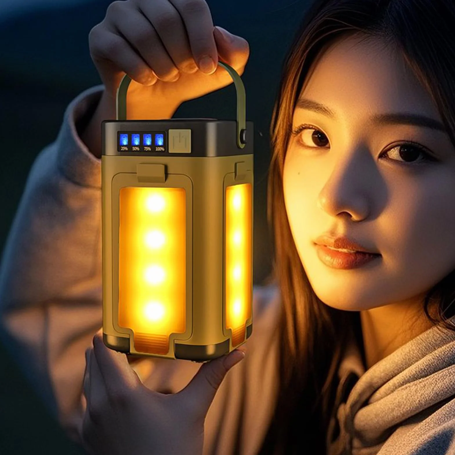 Camping Lamp LED Foldable Dimmable Rechargeable USB Battery Bright Light for Outdoor Activities 4.72x2.76x2.76in
