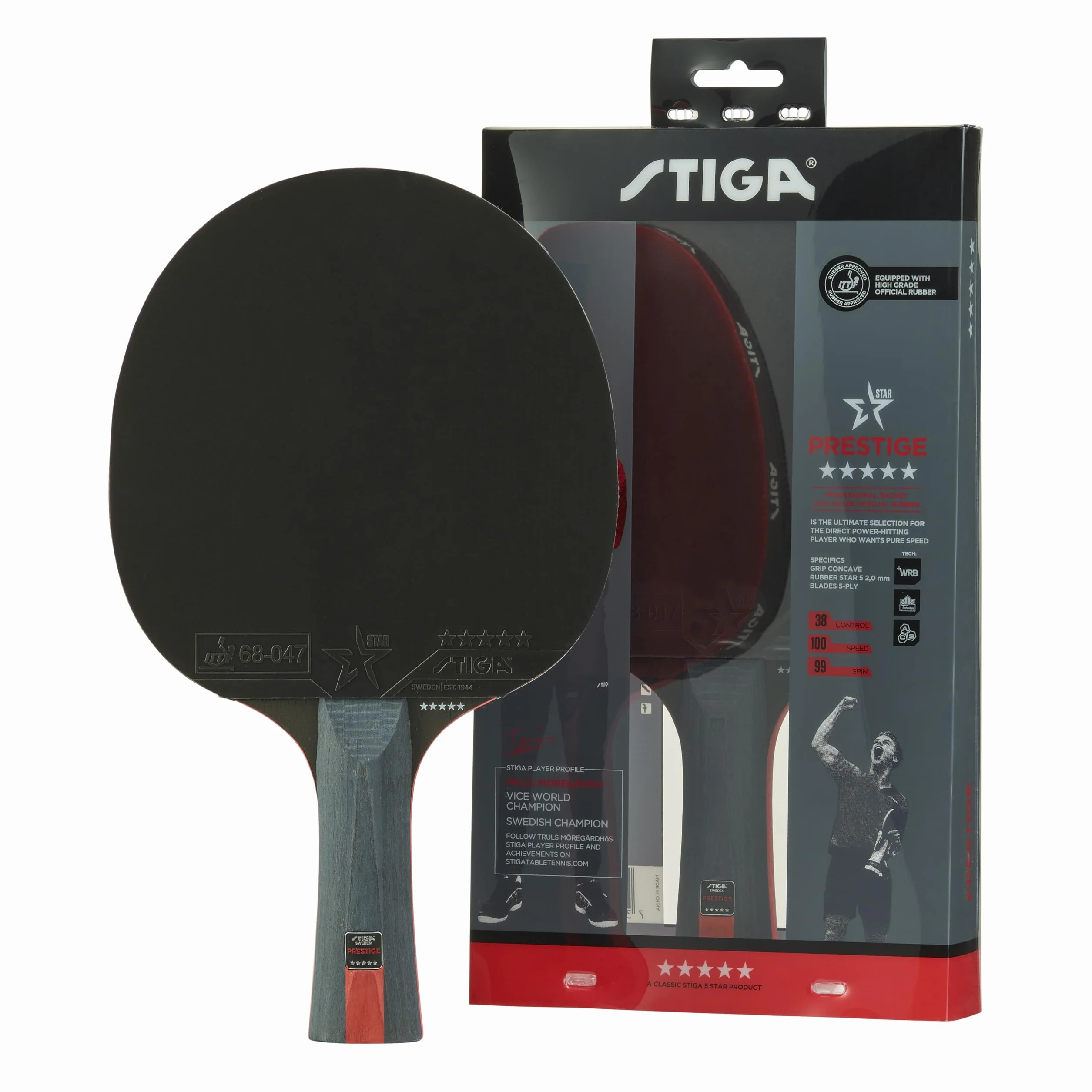 Stiga Prestige 5 Rakieta do Tenisa Stołowego Czarny