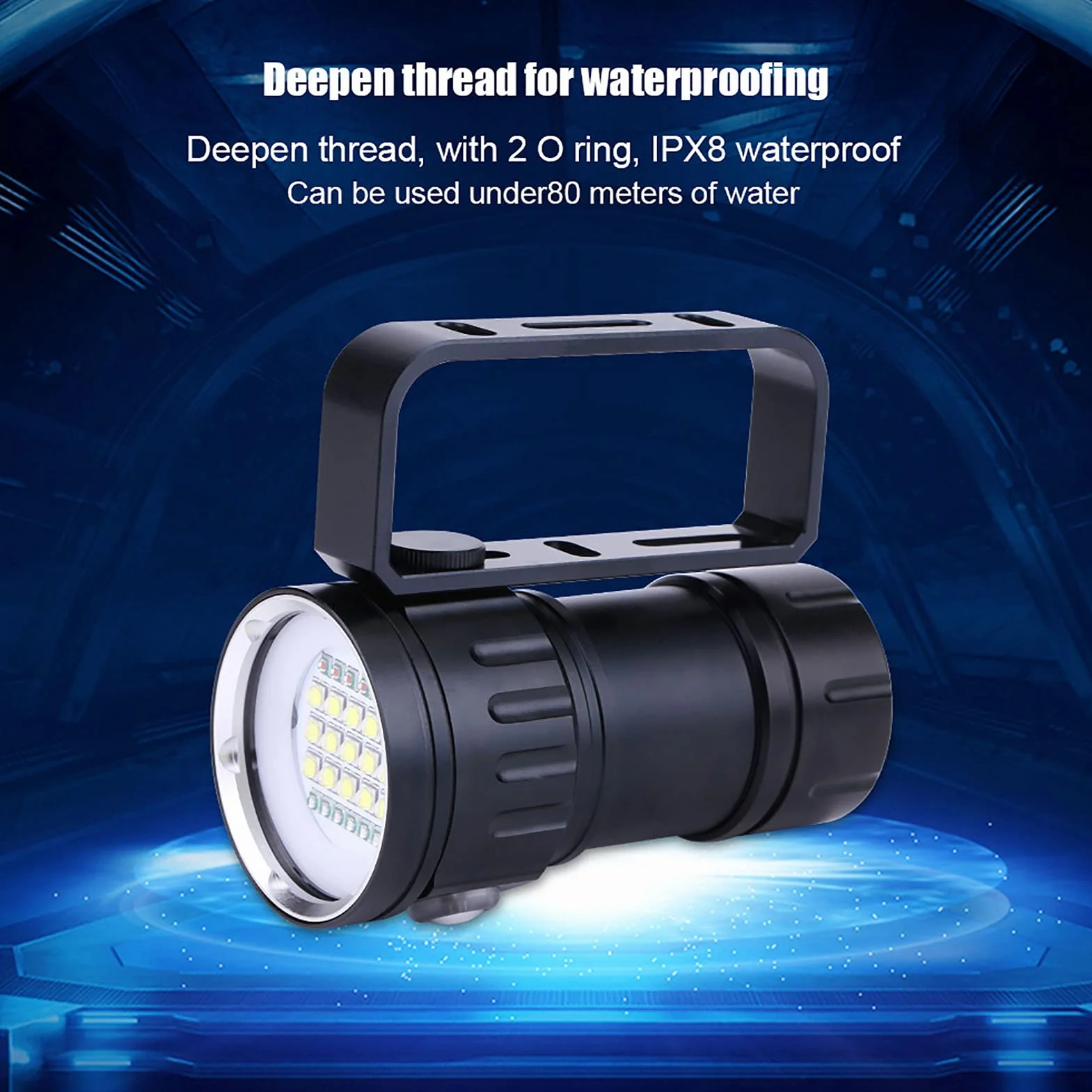 Latarka Nurkowa IPX8 18000lm LED 300-500m 3 Tryby