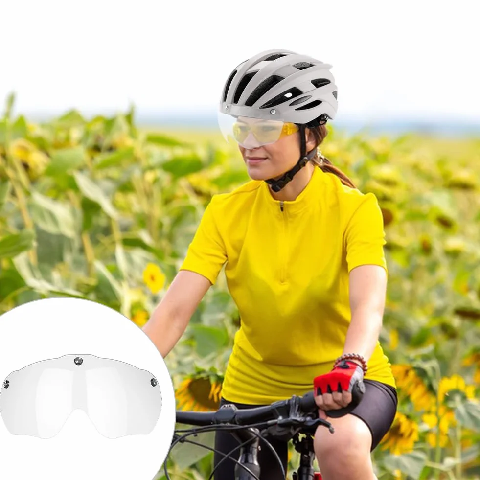 Magnetyczne gogle do kasku rowerowego - zdejmowany przezroczysty wizjer z ochroną przeciwsłoneczną - Unisex do jazdy na rowerze
