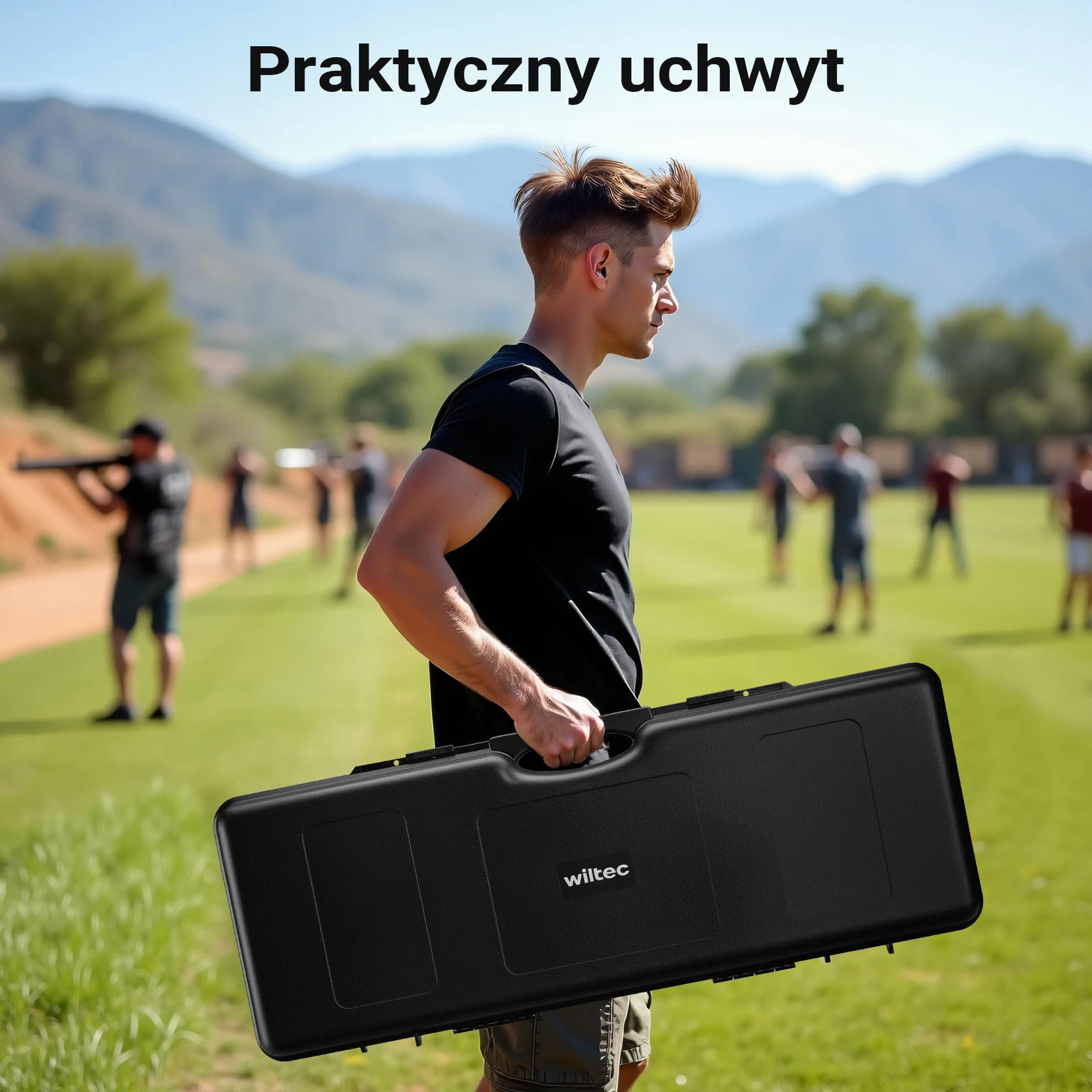Wiltec Futerał na broń do broni długiej, walizka na karabin z pianką do bezpiecznego transportu z uchwytem mieści do 2 strzelb