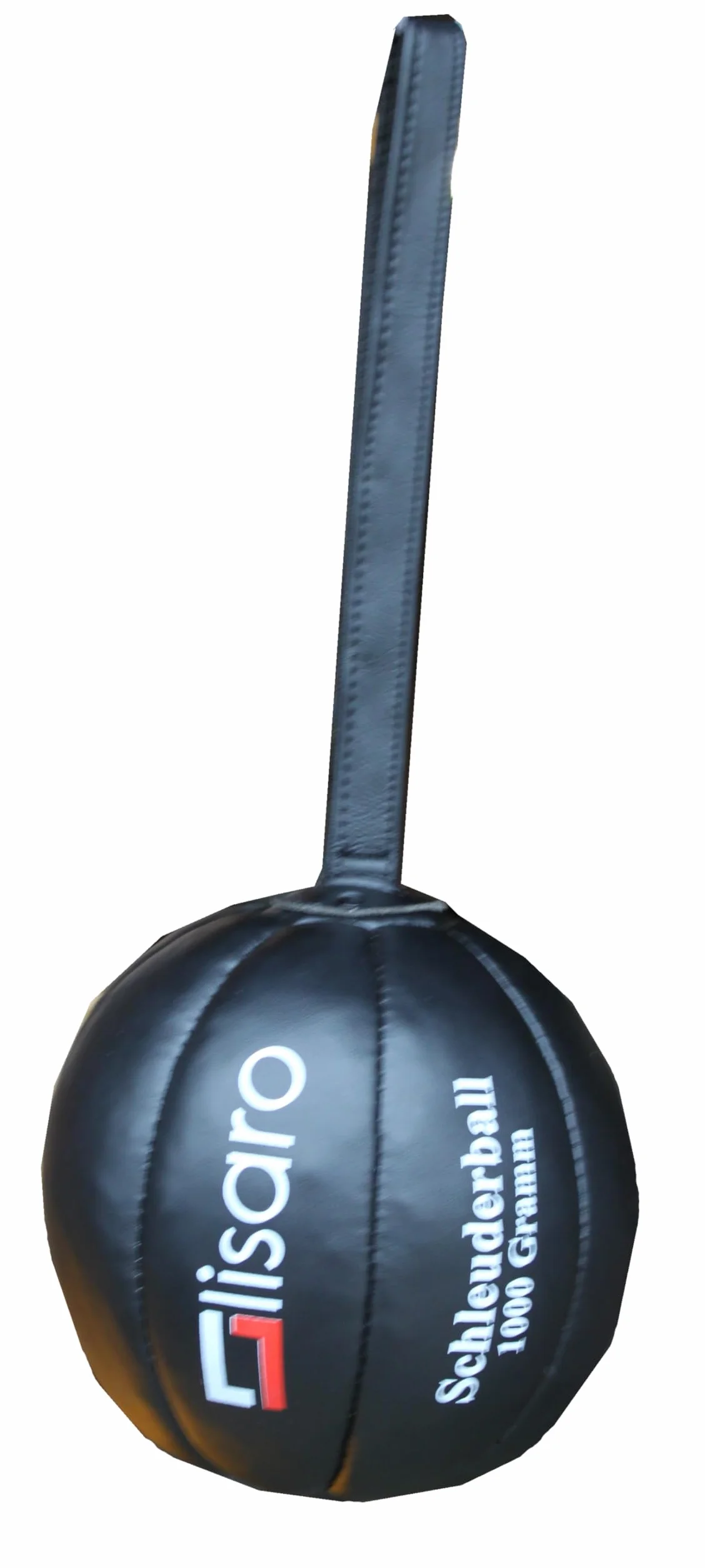 lisaro Piłka do rzucania ze skóry PU, kolor czarny, średnica ok. 18-20 cm. Rozmiar 1500 g