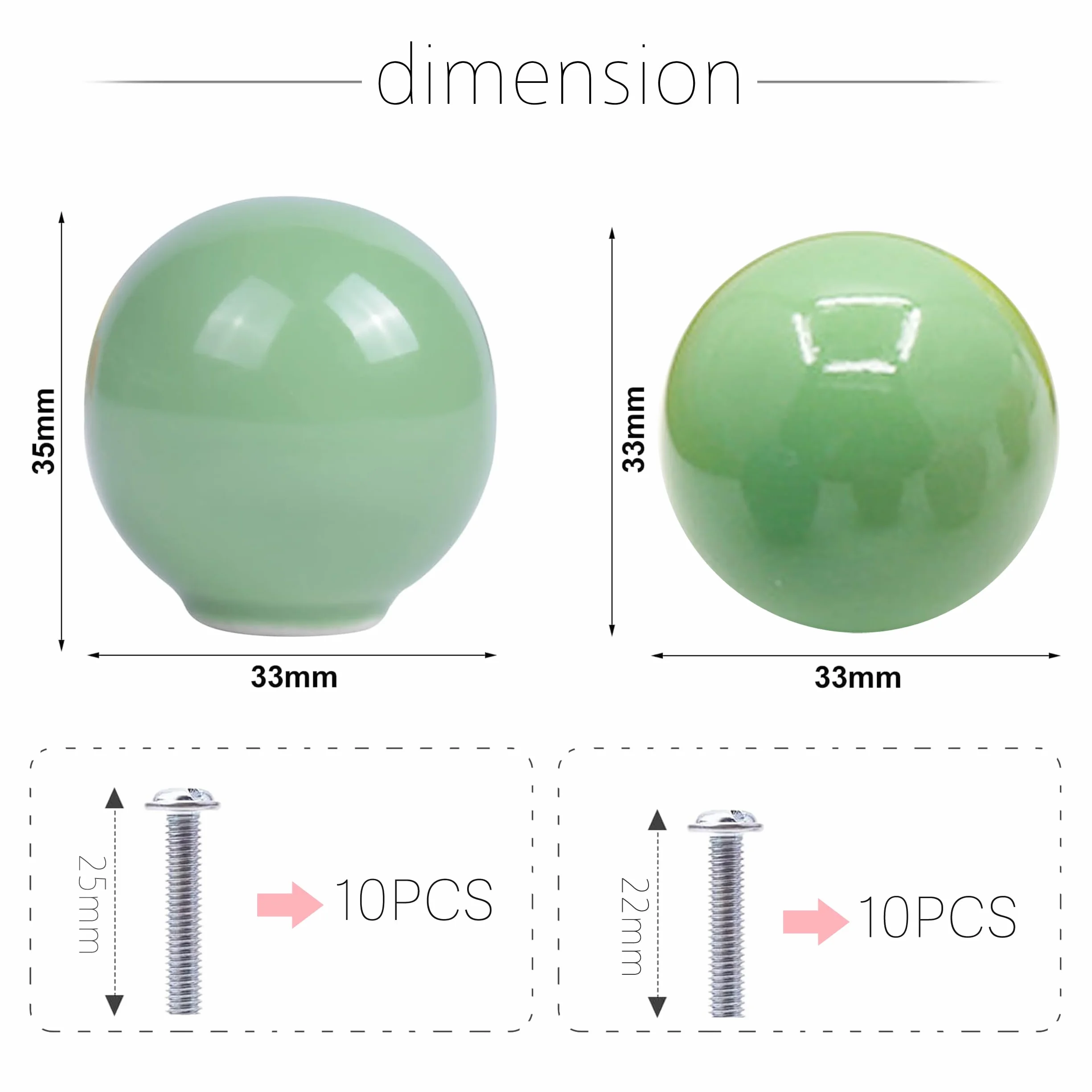 Ceramic Knobs Cupboards Colourful Pack of 10 ceramicznych gałek, gładkie kulki, gałki meblowe, kolorowe do kuchni, łazienki dla dzieci, klatki piersiowej drawerów, cupboard, ze śrubami