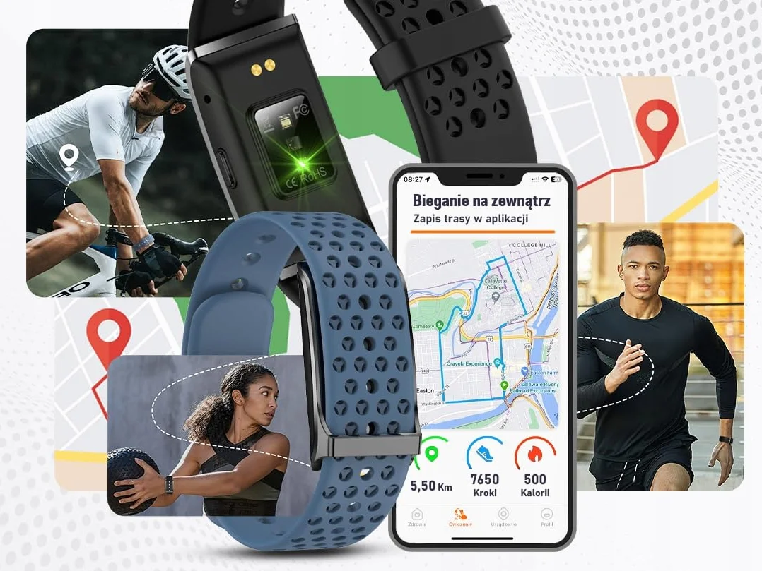 Inteligentna Opaska Smart Zdrowie Sport Powiadomienia - Aplikacja po Polsku