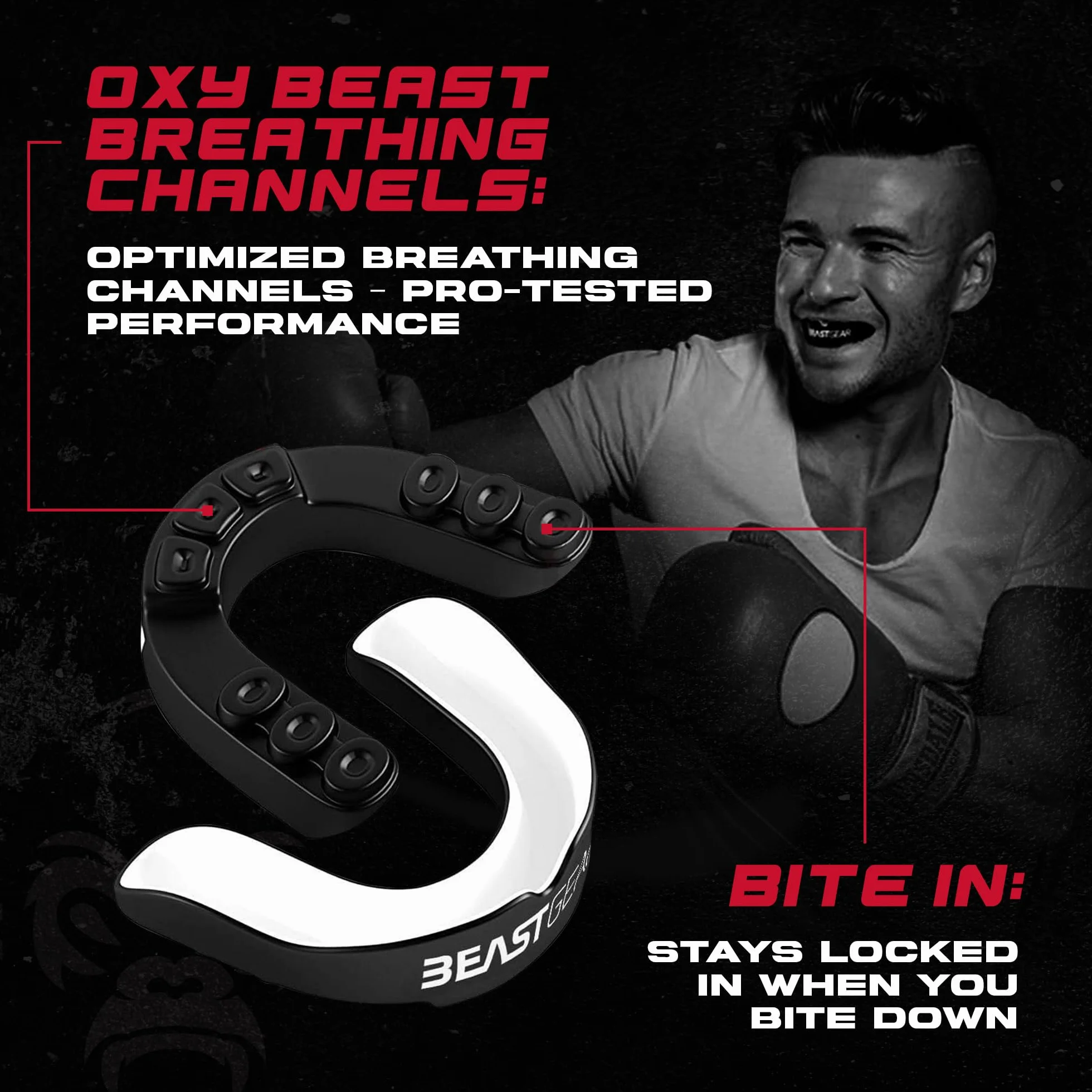 Beast Gear Sportowa osłona zębów - Protezione Denti e Mascella, Adatto per Boxe, MMA, Rugby, Calcio, Hockey z Custodia Igienica, dla dorosłych i nastolatków (11+)