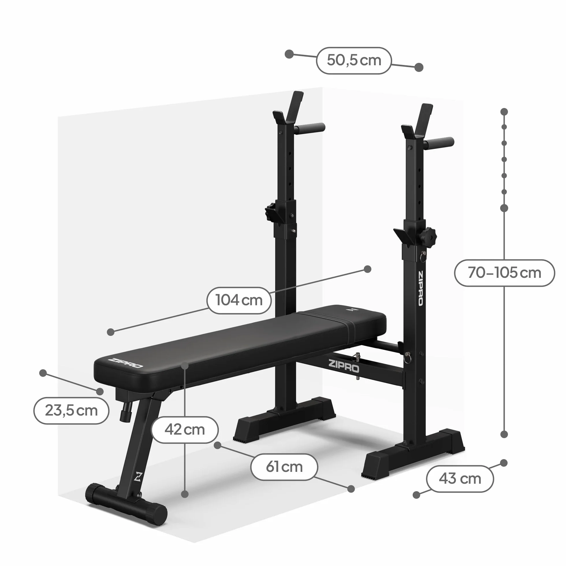 Zipro Uniseks 11926649 Ławka Treningowa, Czarny, do 230 kg