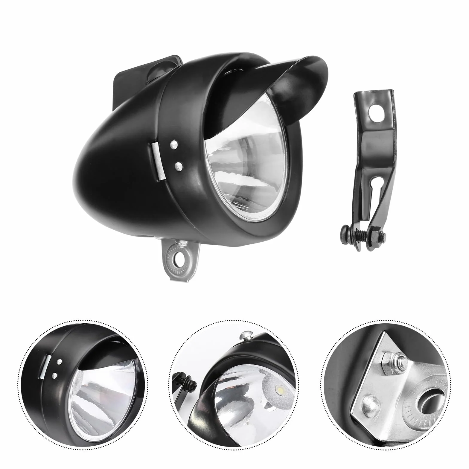 FUOYLOO Metalowa Czarna Retro Lampa Rowerowa LED Przednia bez Baterii Super Jasne Światło Ostrzegawcze