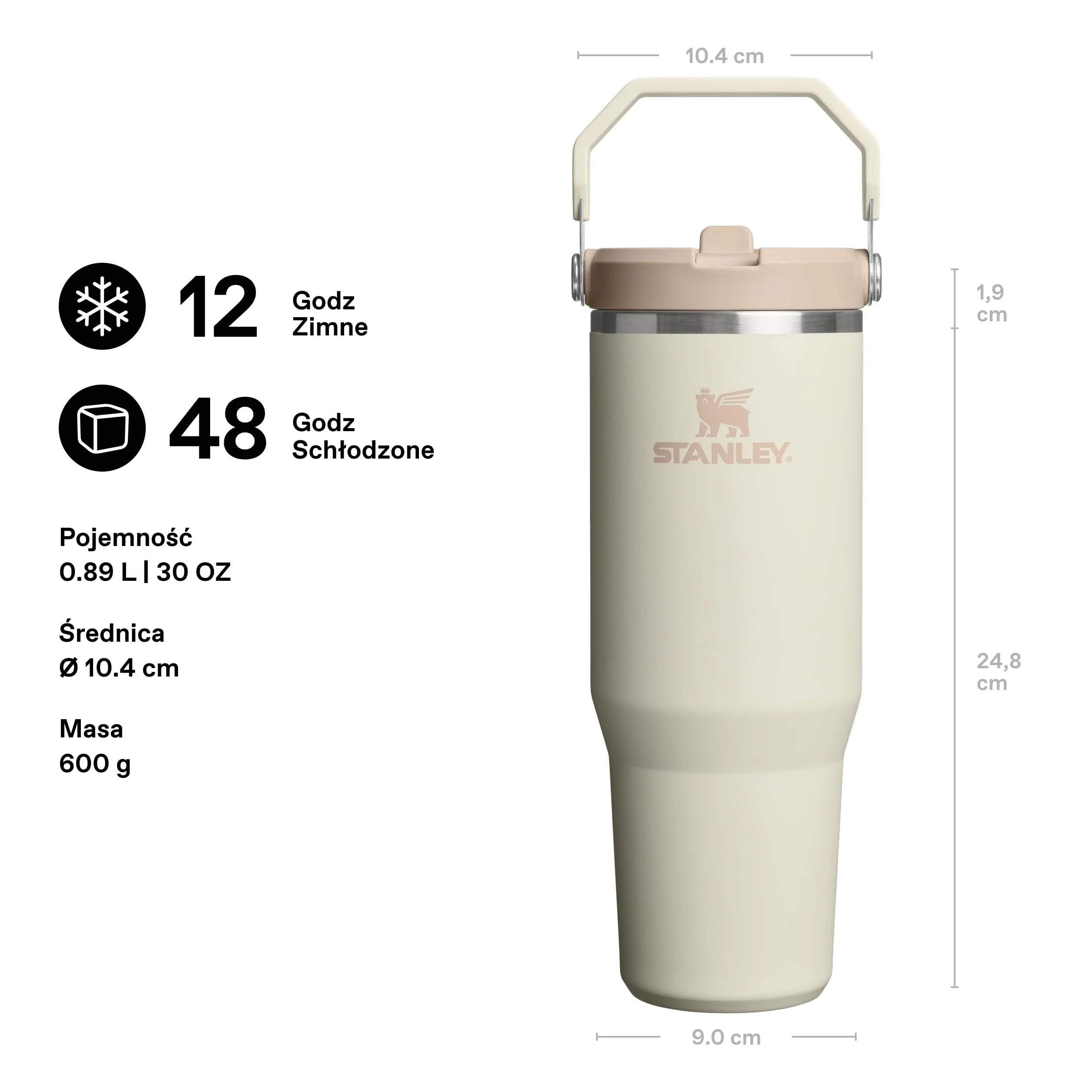 Stanley IceFlow Flip Straw Butelka na Wodę 0.89L Stal Nierdzewna Szczelna
